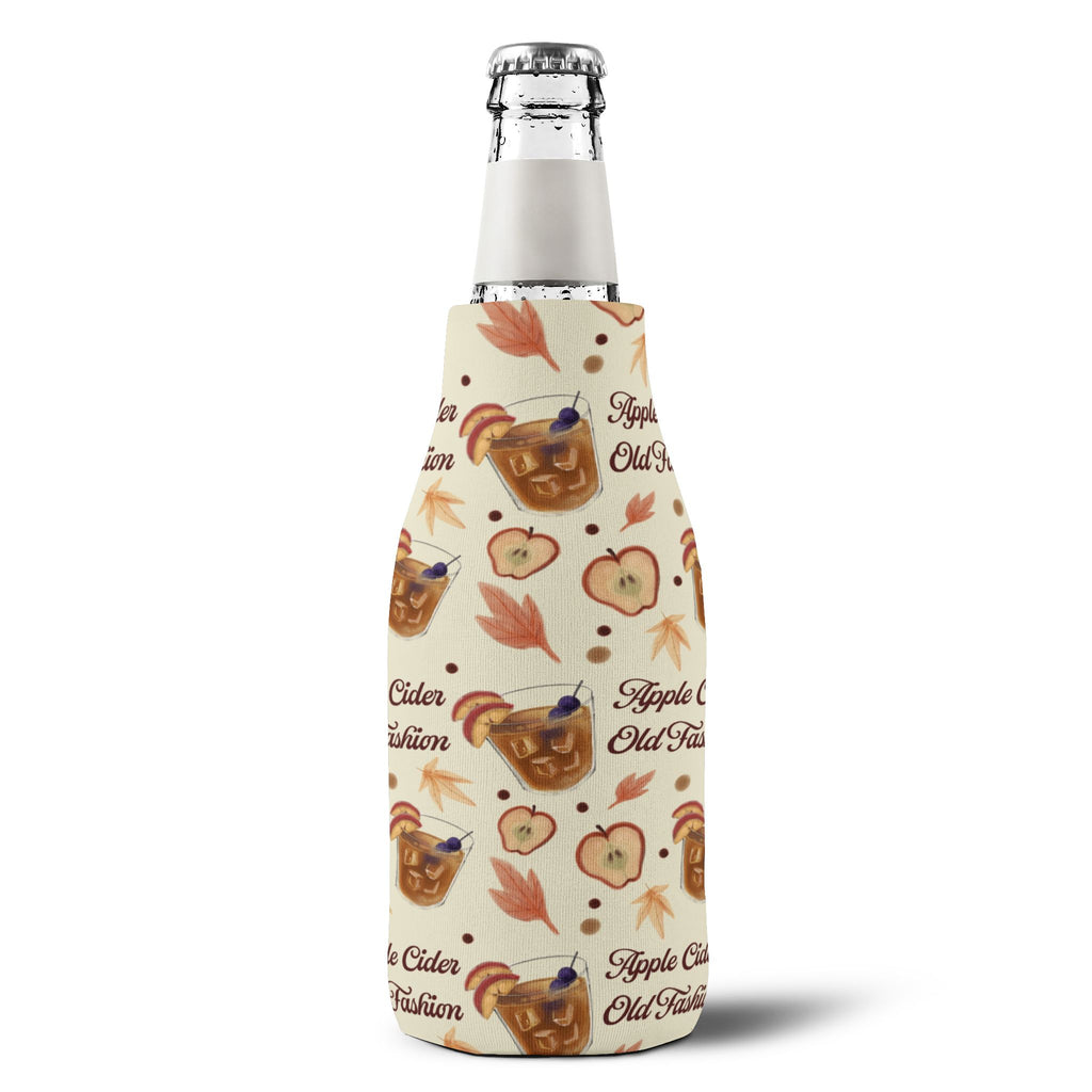 Apple Cider Old Fashioned Zip-Up Bottle Cooler Sleeve — Beige Apple Cider Collection Inspired Design