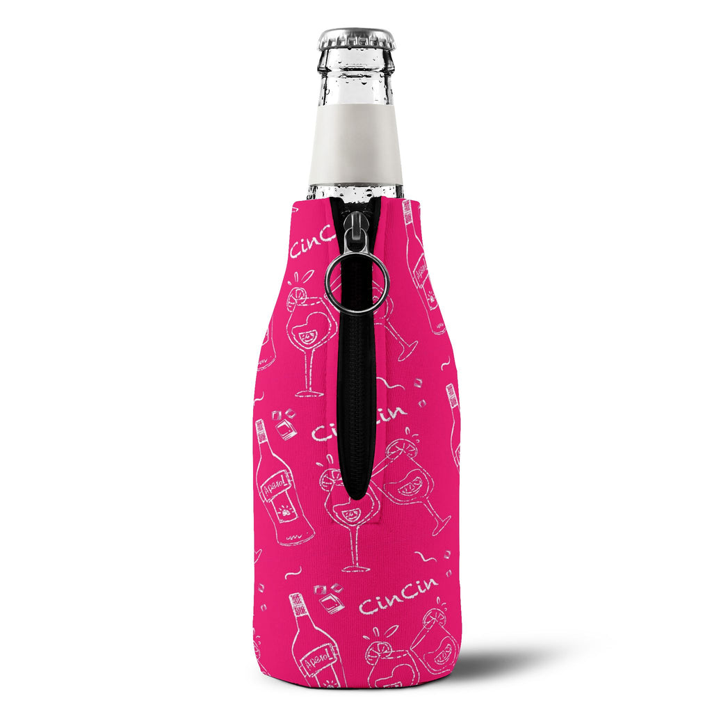 Cin Cin Zip-Up Bottle Cooler Sleeve - Pink Cin Cin Collection Inspired Design