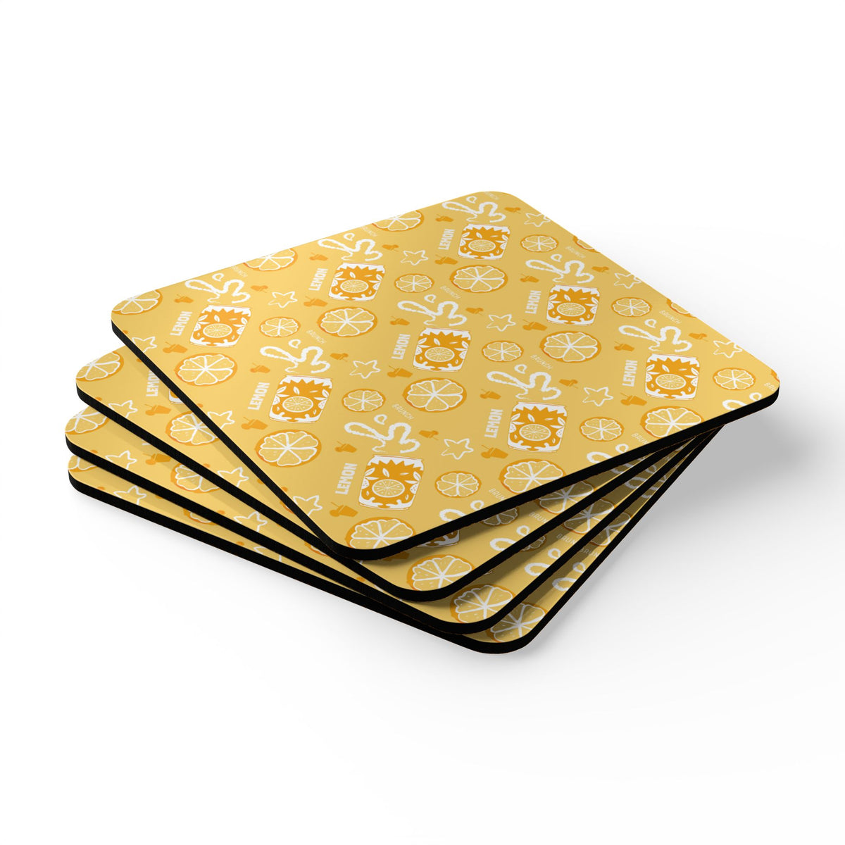 Lemon Fruit Brunch Corkwood Coaster Set (4-Pack) – Lemon Brunch Collection Inspired Design