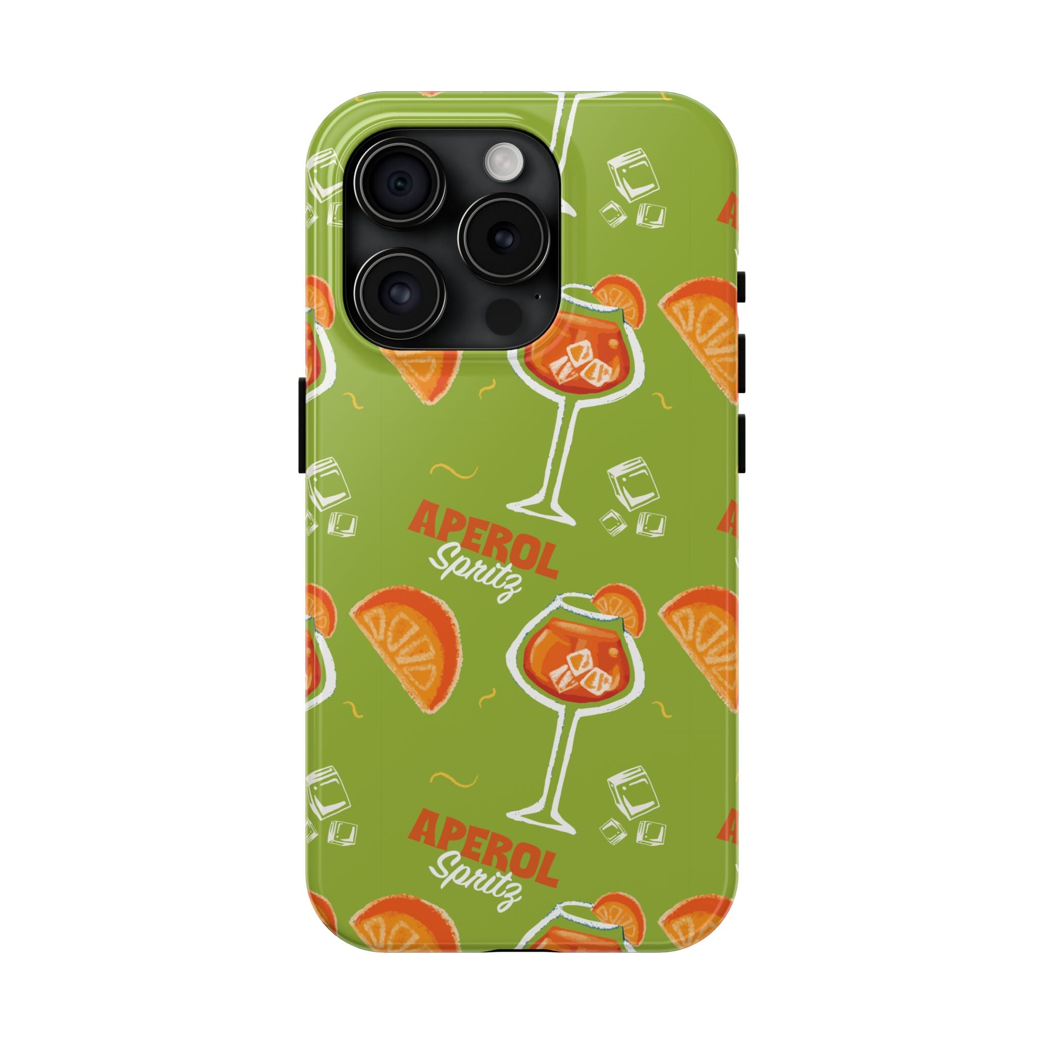 Aperol Spritz Tough Phone Case — Green Cocktail Pattern Phone Cover