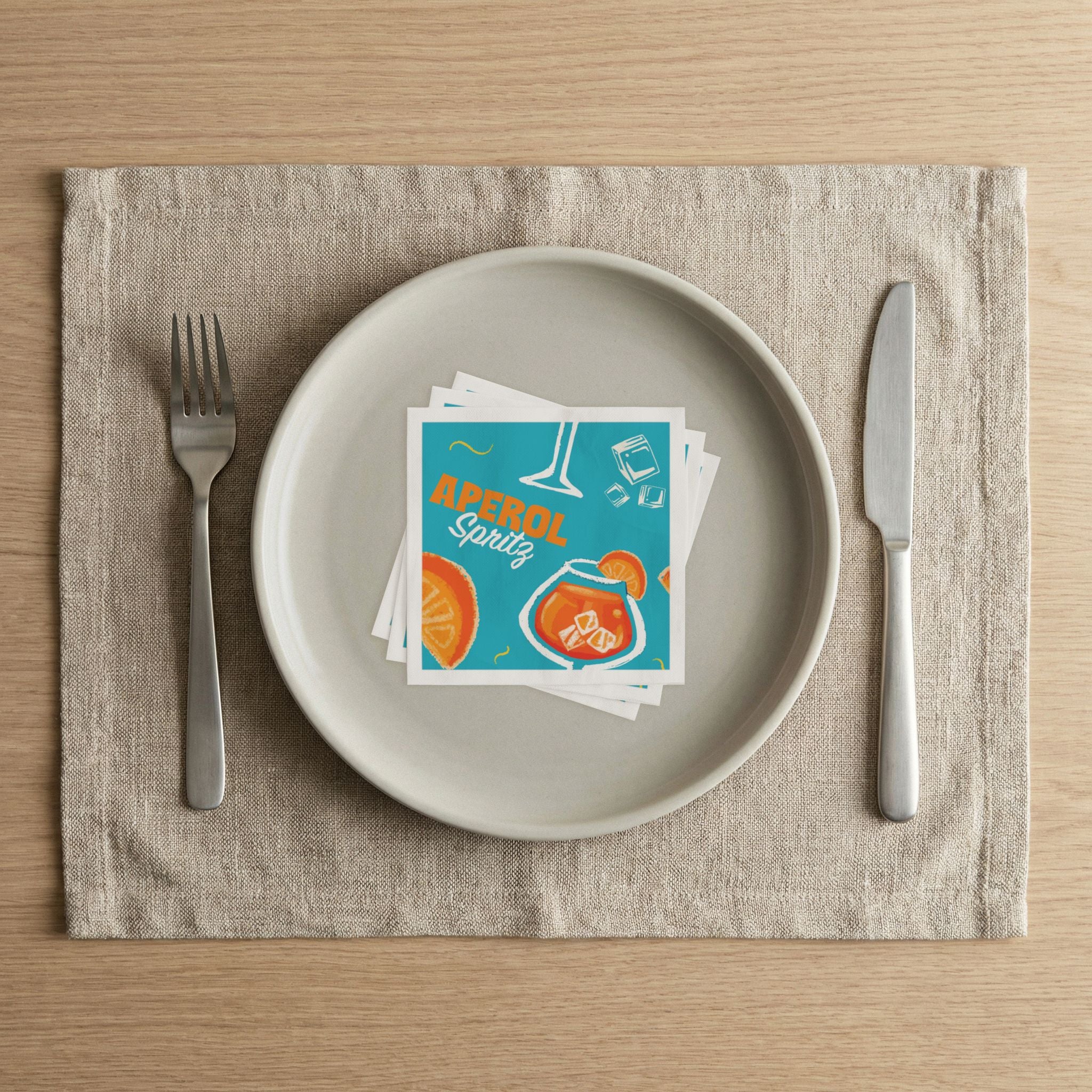 Aperol Brunch Cocktail Napkins (Pack of 50) – Turquoise Paper Napkins, Cocktail Party Decor, Brunch Beverage Napkins, Hostess Gift