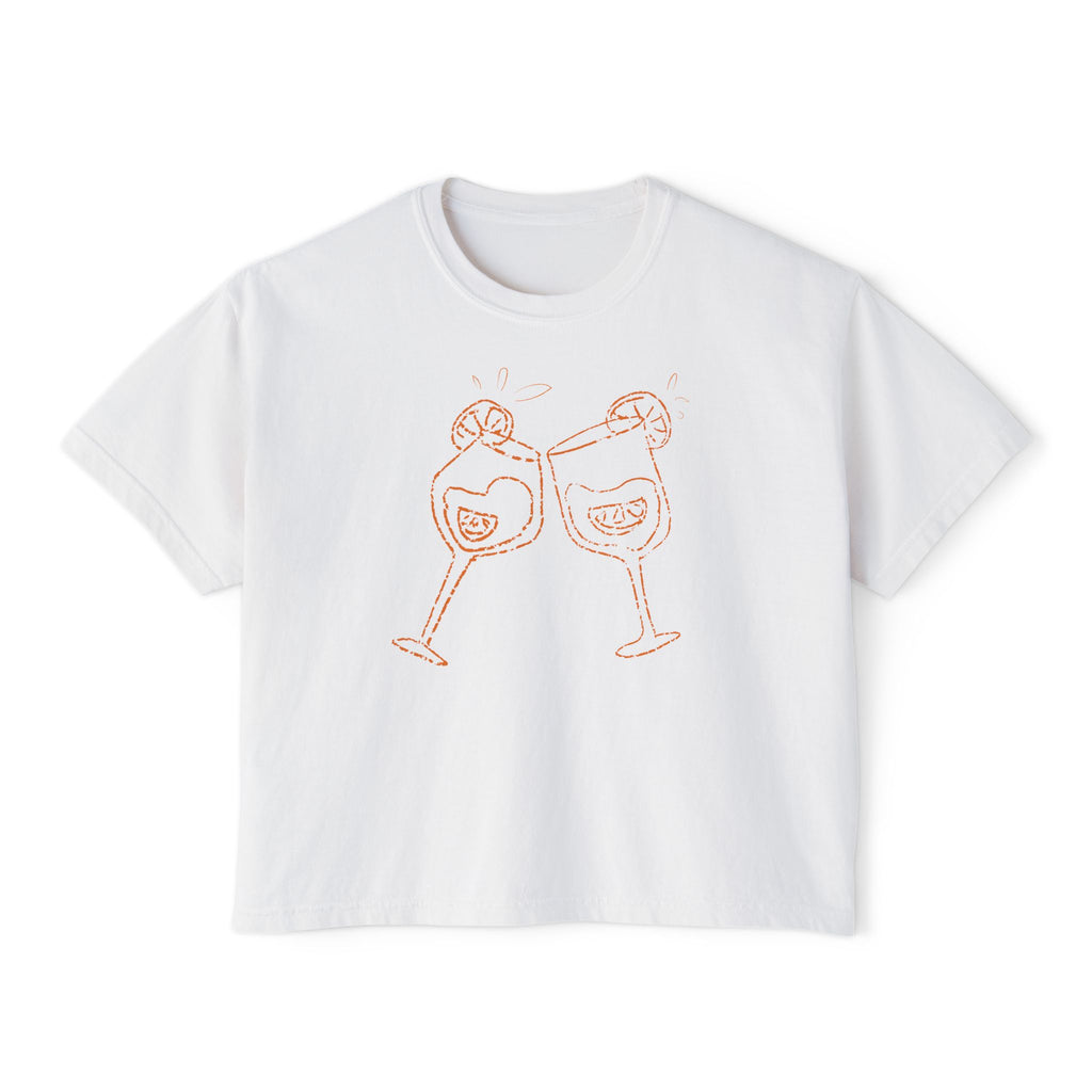 Cin Cin Cocktail Boxy Tee — Orange Aperol Inspired Design