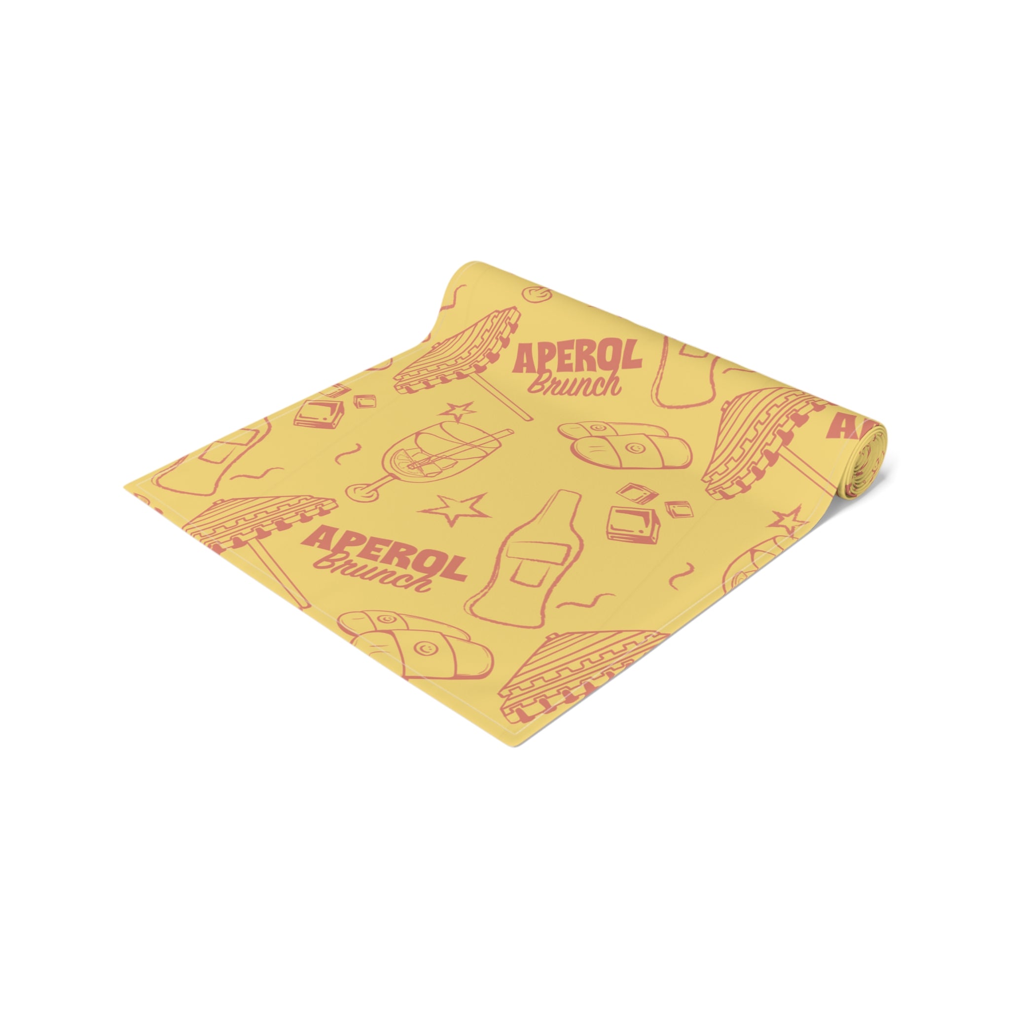 Aperol Brunch Table Runner — Yellow Citrus Summer Decor