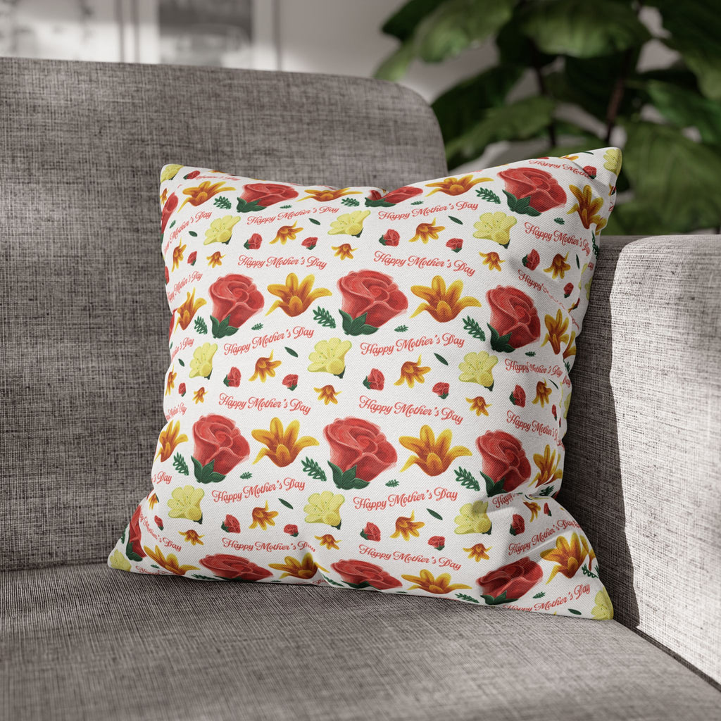 Gift for Mom Floral Throw Pillow Cover – Mother’s Day Botanical Cushion | Spring Home Decor