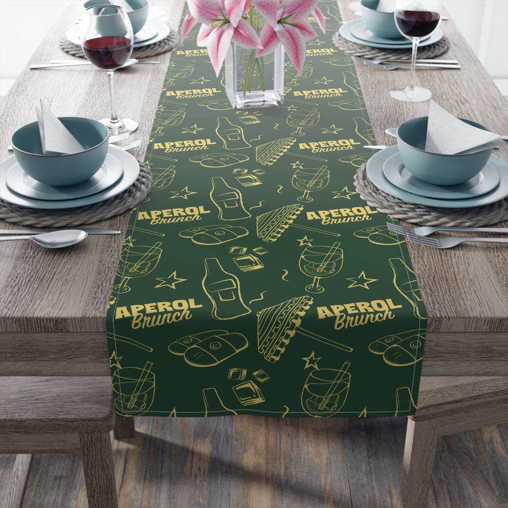 Aperol Brunch Table Runner — Green Citrus Summer Decor
