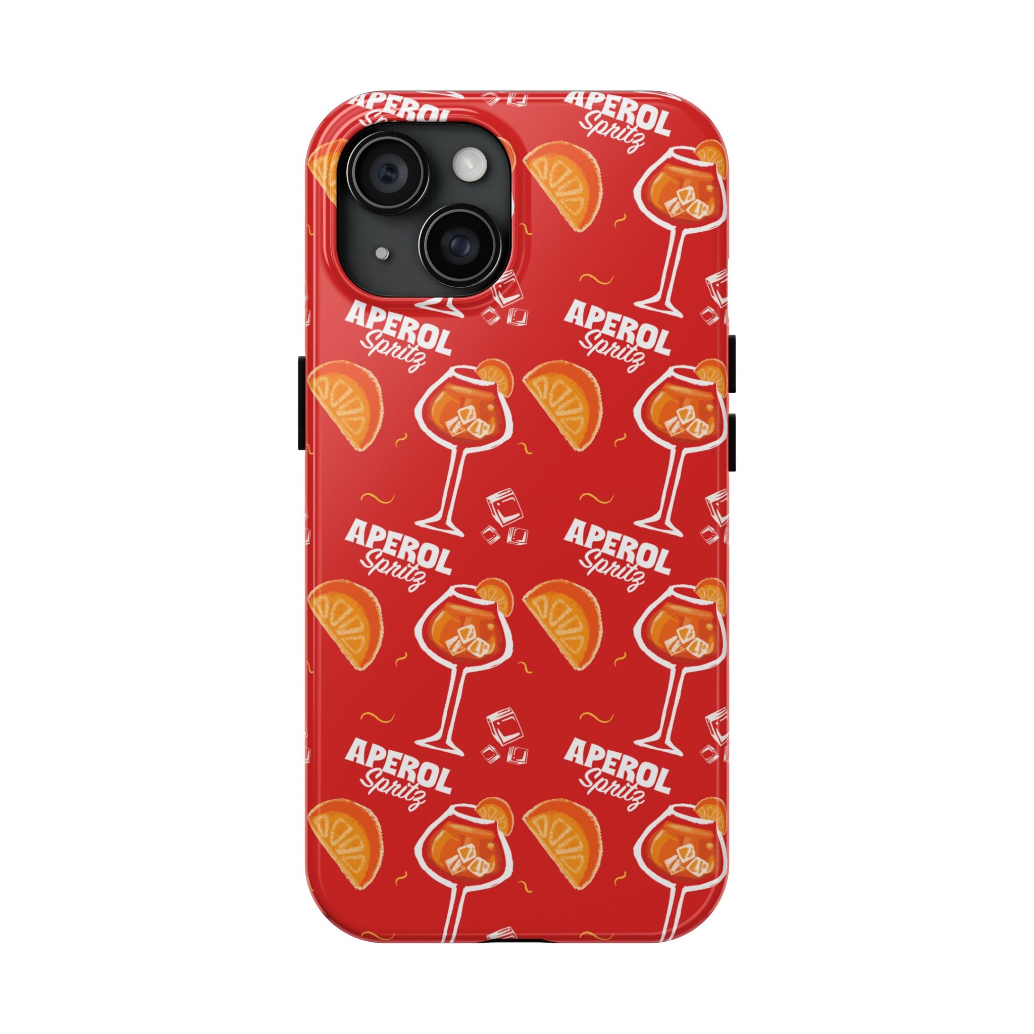 Aperol Spritz Tough Phone Case — Red Cocktail Pattern Protective Cover