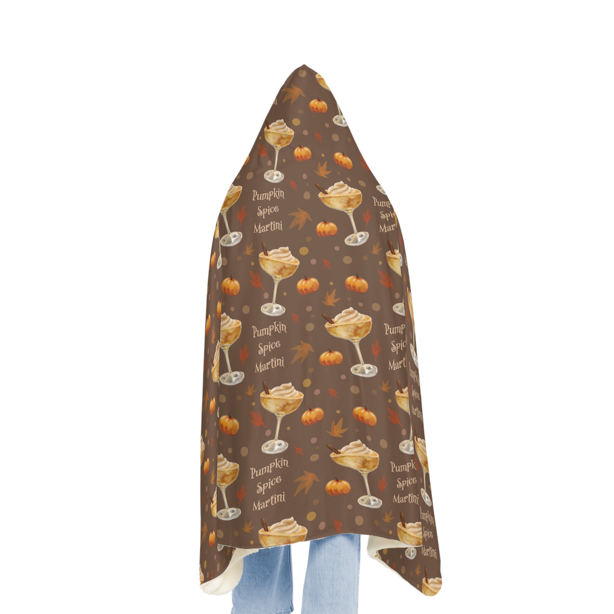 Pumpkin Spice Martini Hooded Throw Blanket — Brown Pumpkin Collection Inspired Design