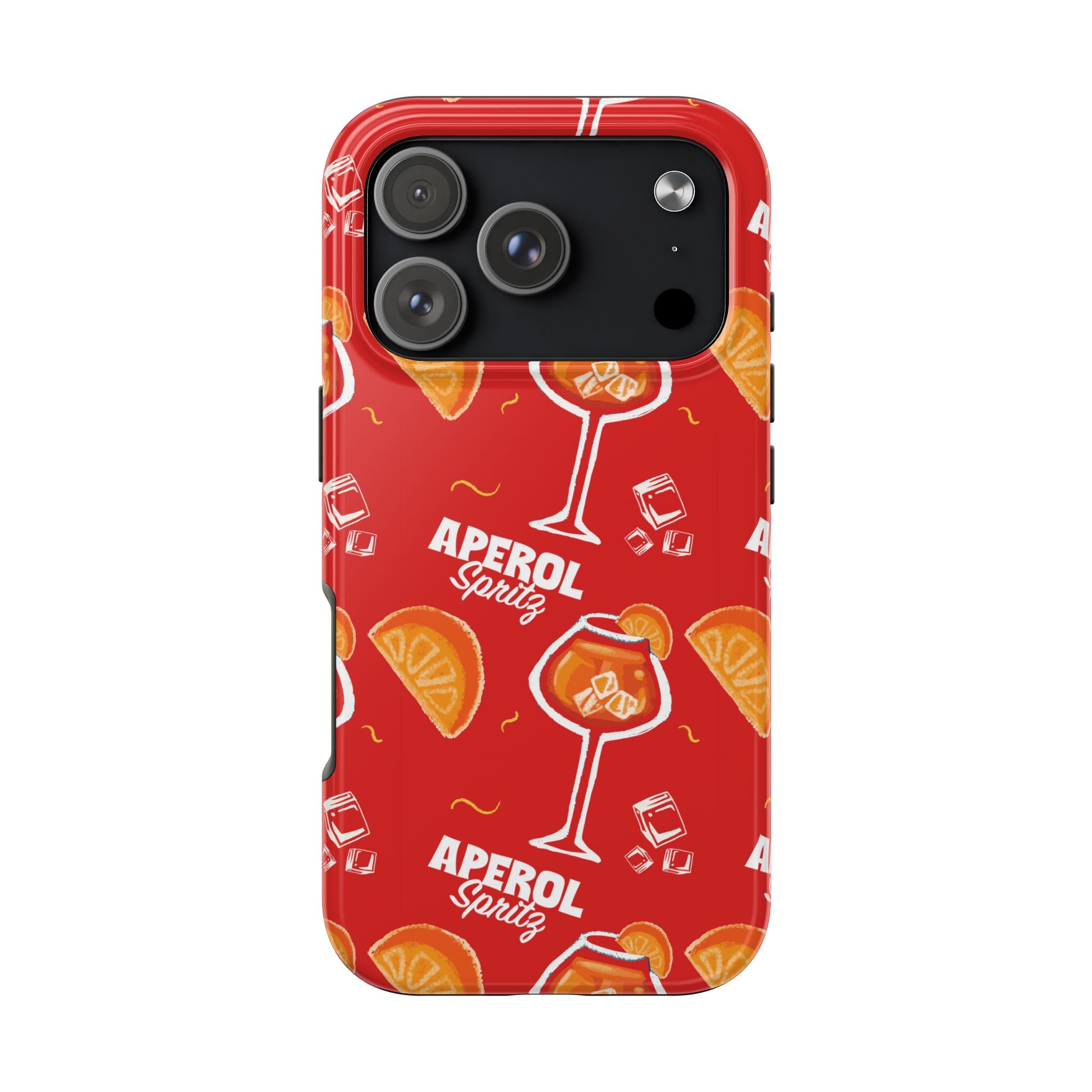 Aperol Spritz Tough Phone Case — Red Cocktail Pattern Protective Cover