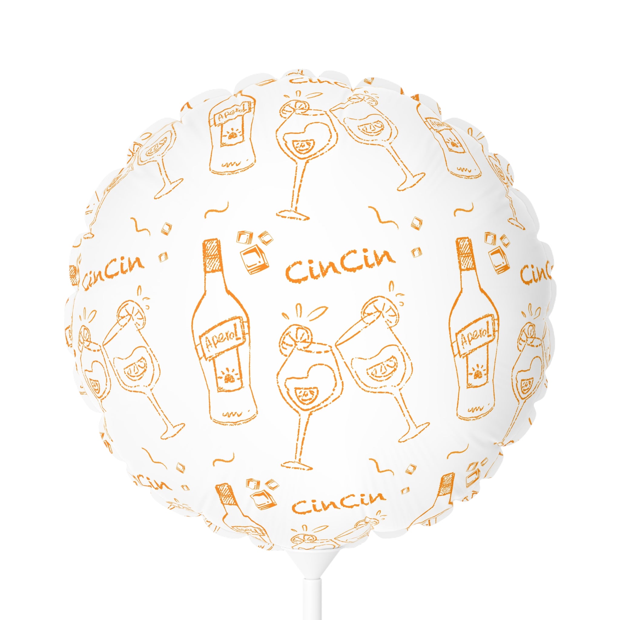 Cin Cin 11" Round Balloon — White Cin Cin Brunch Collection Inspired Design