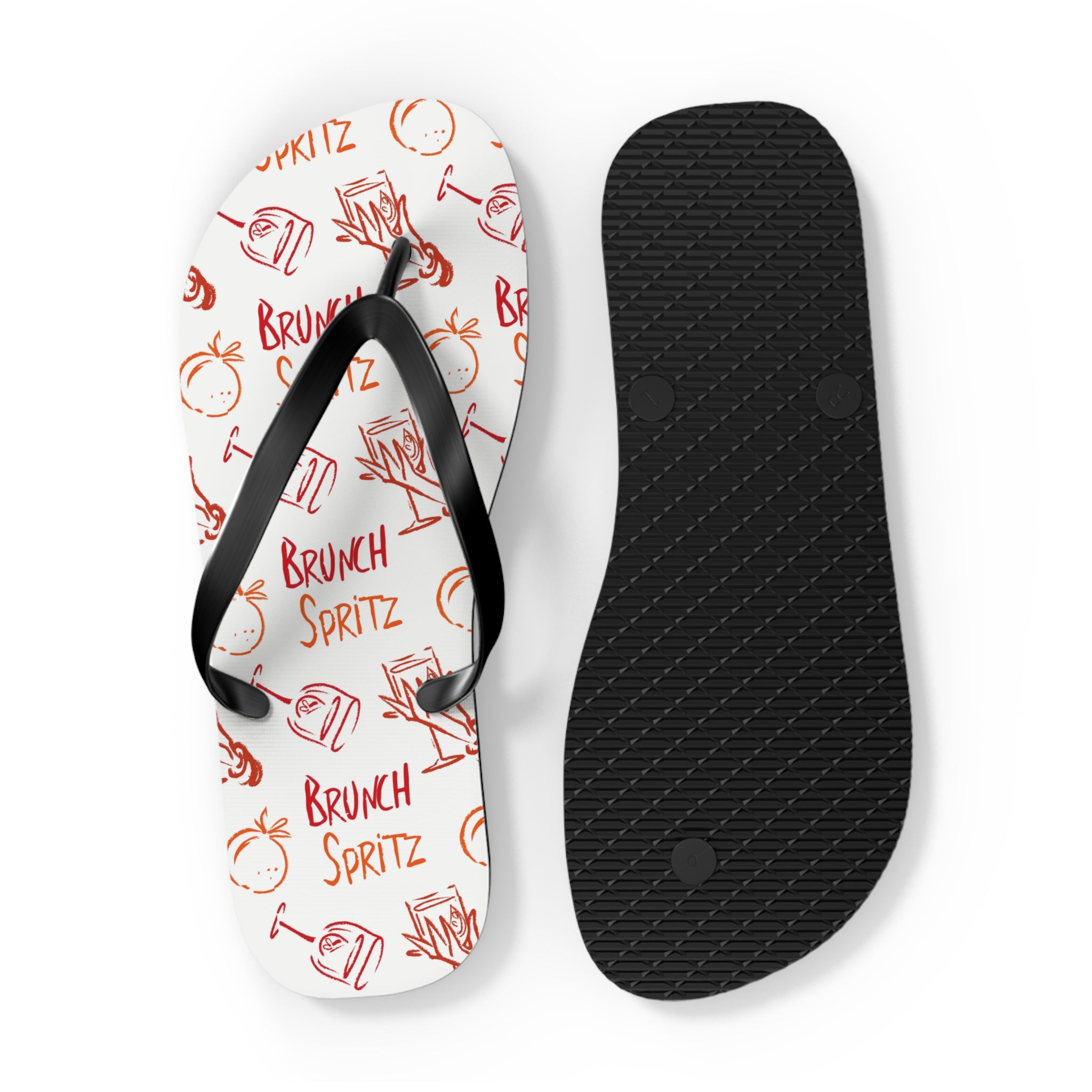 Brunch Spritz Flip Flops — White Brunch Collection Inspired Design