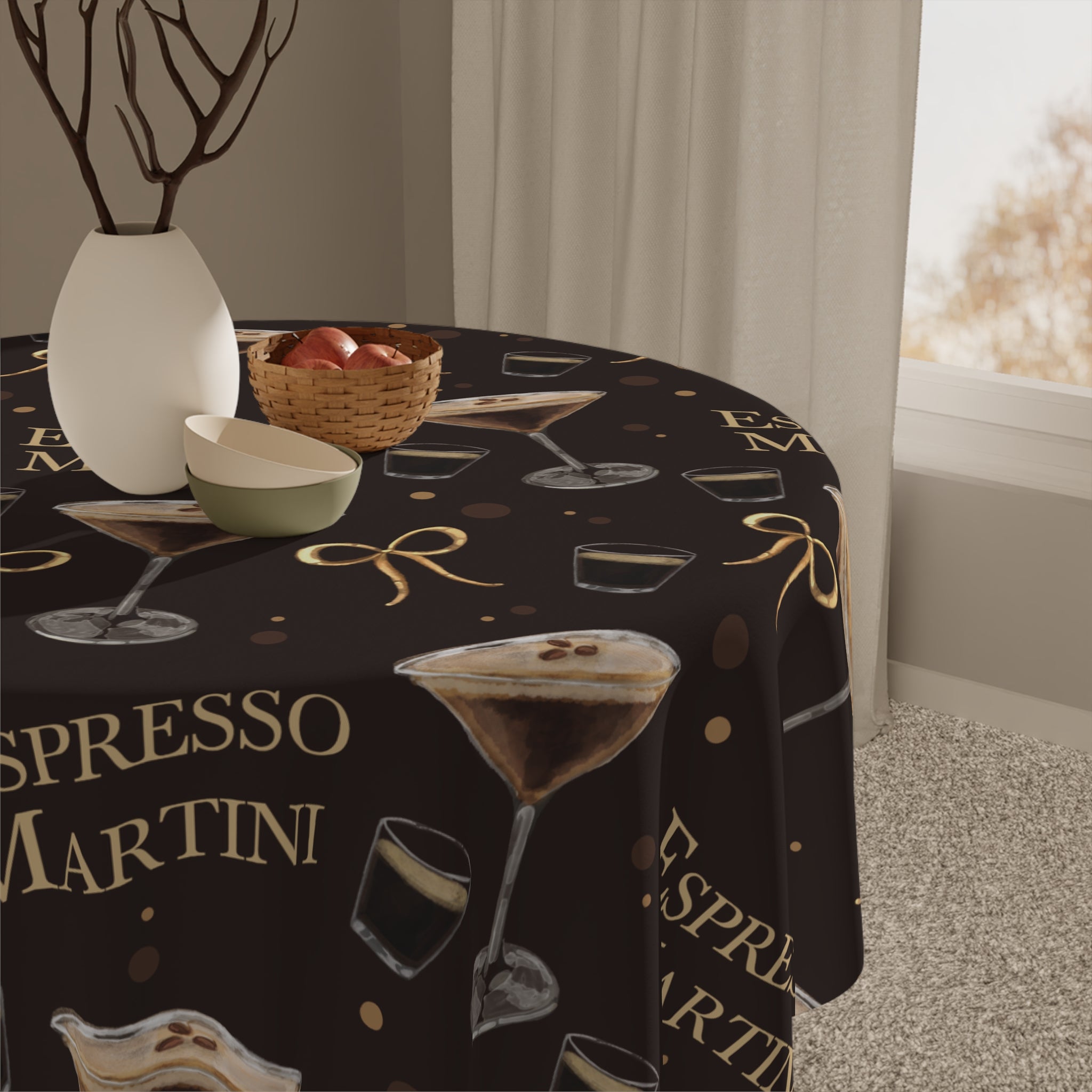 Espresso Martini Tablecloth – Dark Brown Espresso Collection Inspired Design