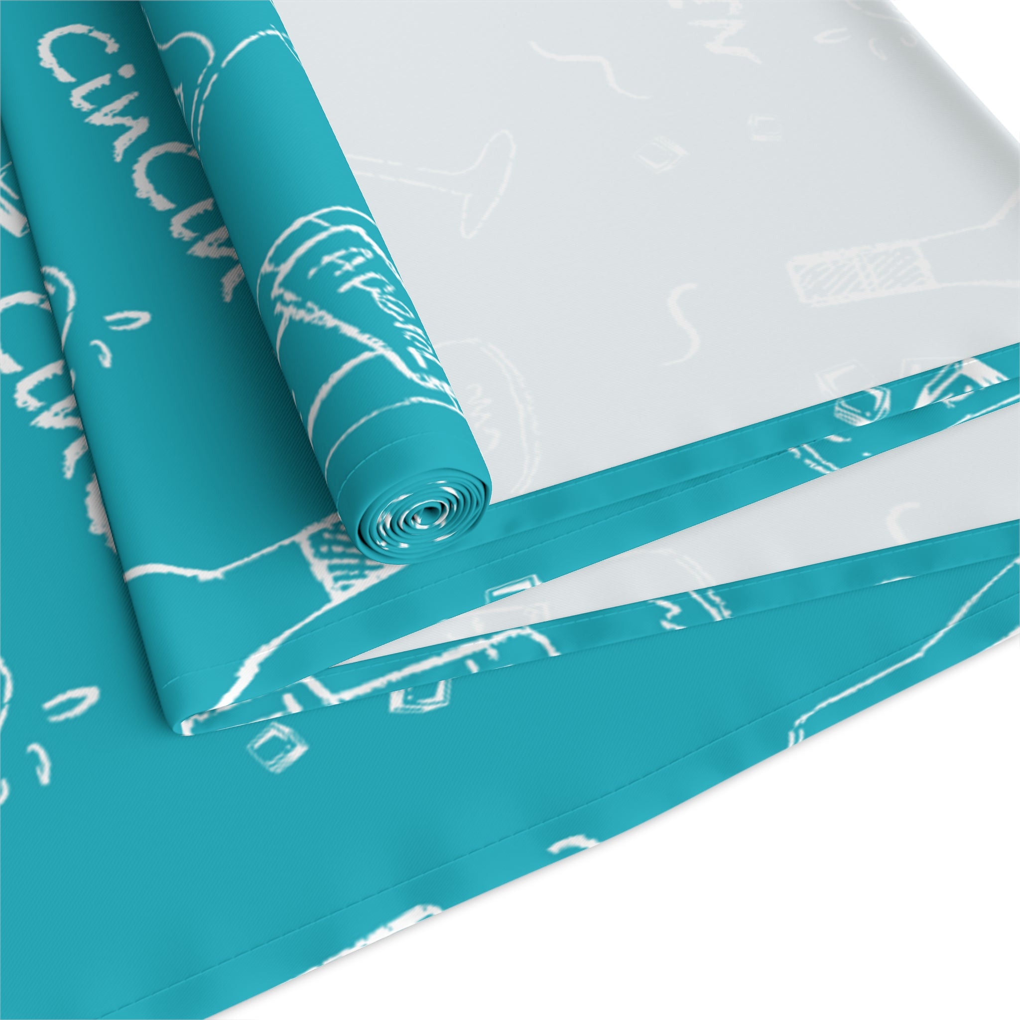 Cin Cin Spritz Table Runner — Turquoise Citrus Cocktail Pattern