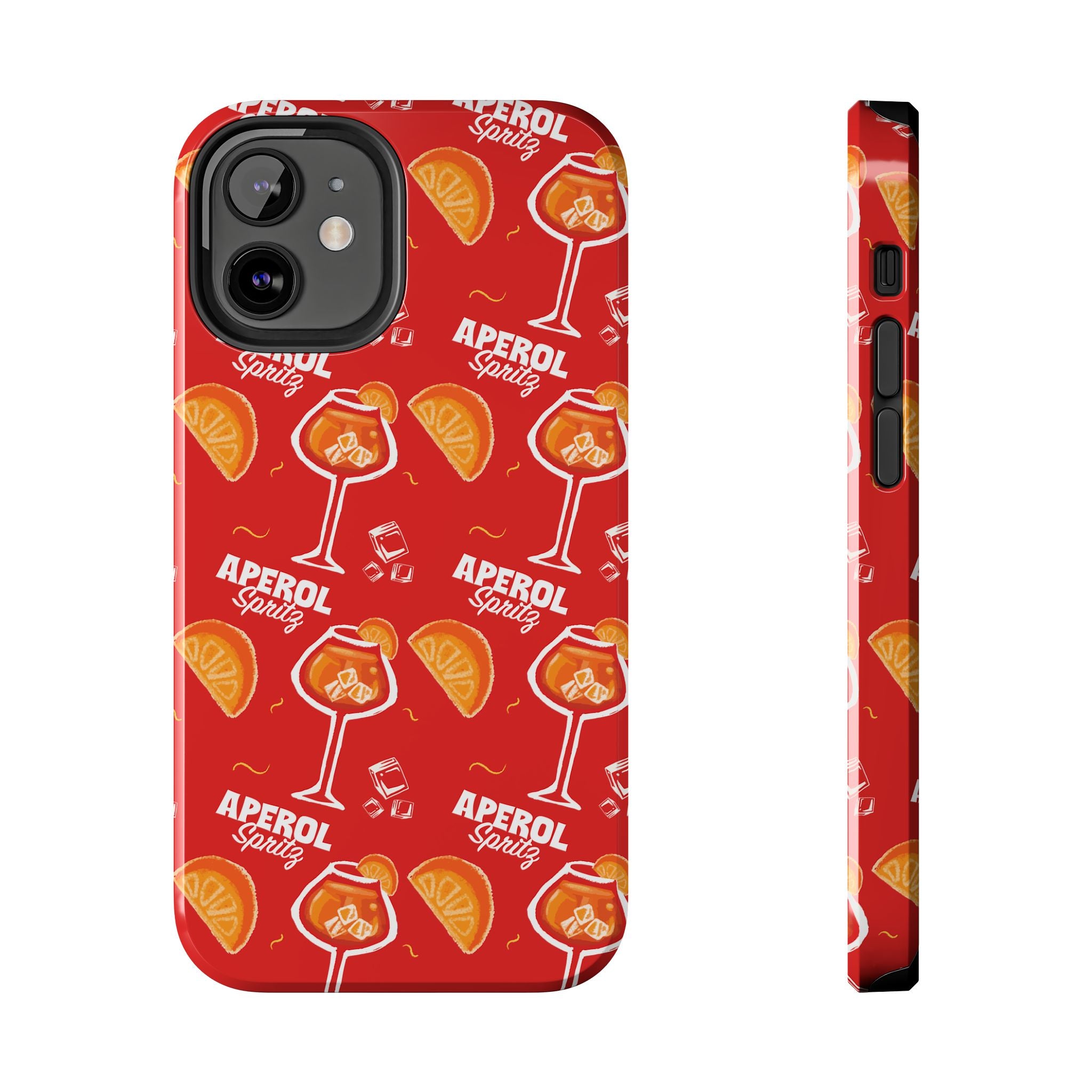Aperol Spritz Tough Phone Case — Red Cocktail Pattern Protective Cover