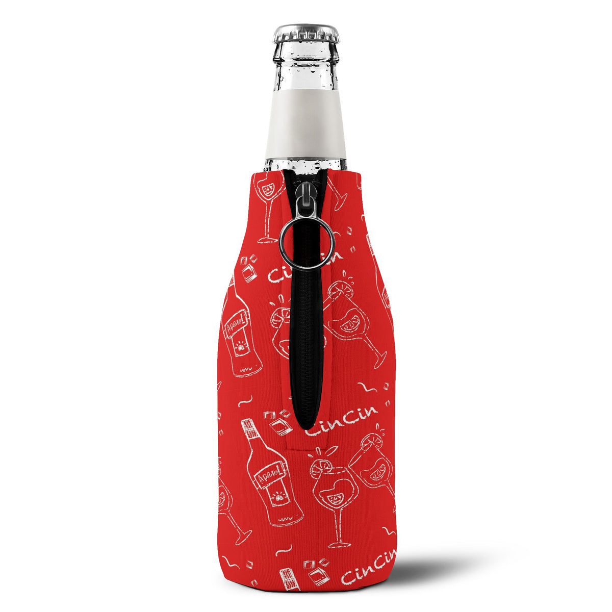 Cin Cin Zip-Up Bottle Cooler Sleeve - Red Cin Cin Collection Inspired Design