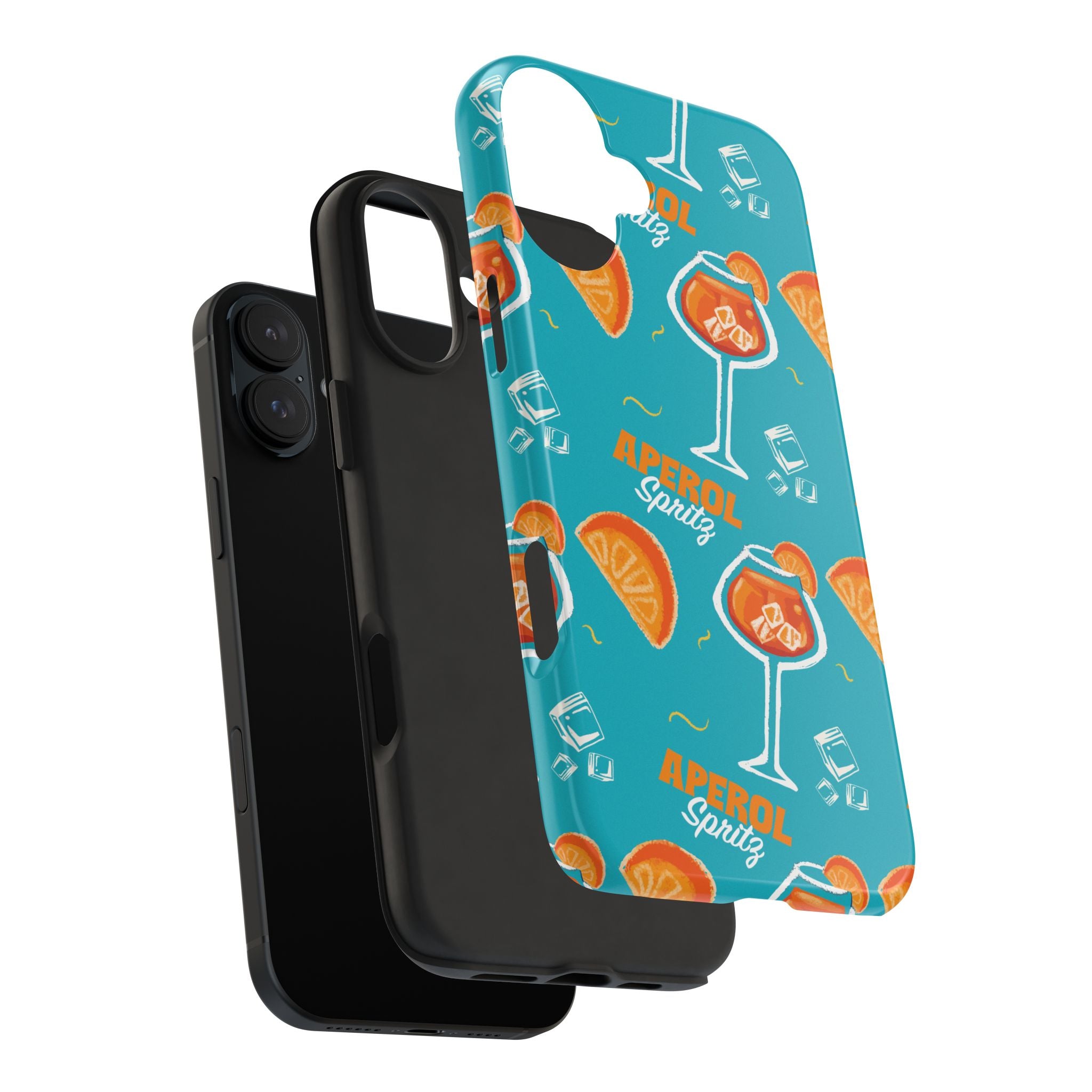 Aperol Spritz Tough Phone Case — Turquoise Cocktail Pattern Protective Cover