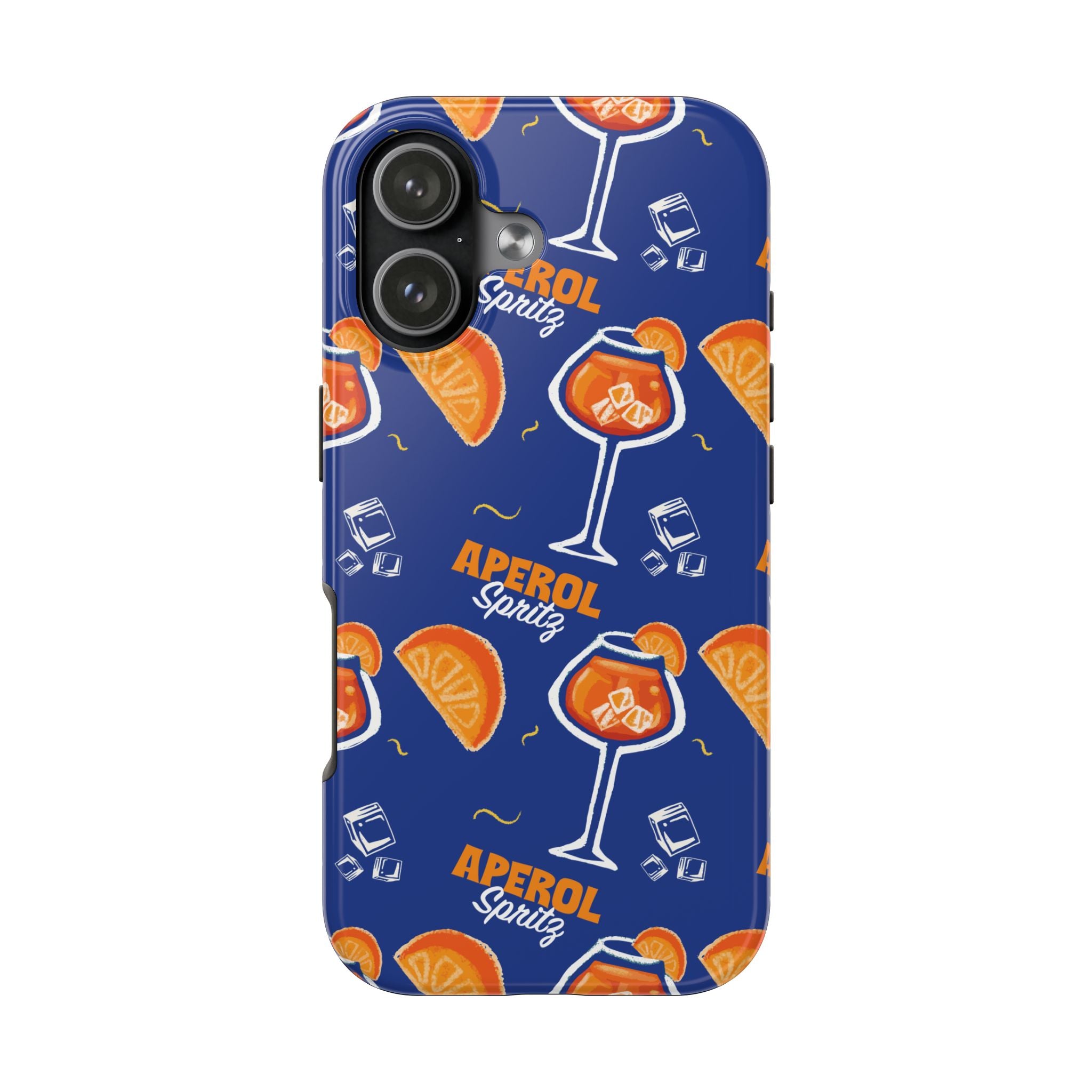 Aperol Spritz Tough Phone Case — Blue Cocktail Pattern Protective Cover