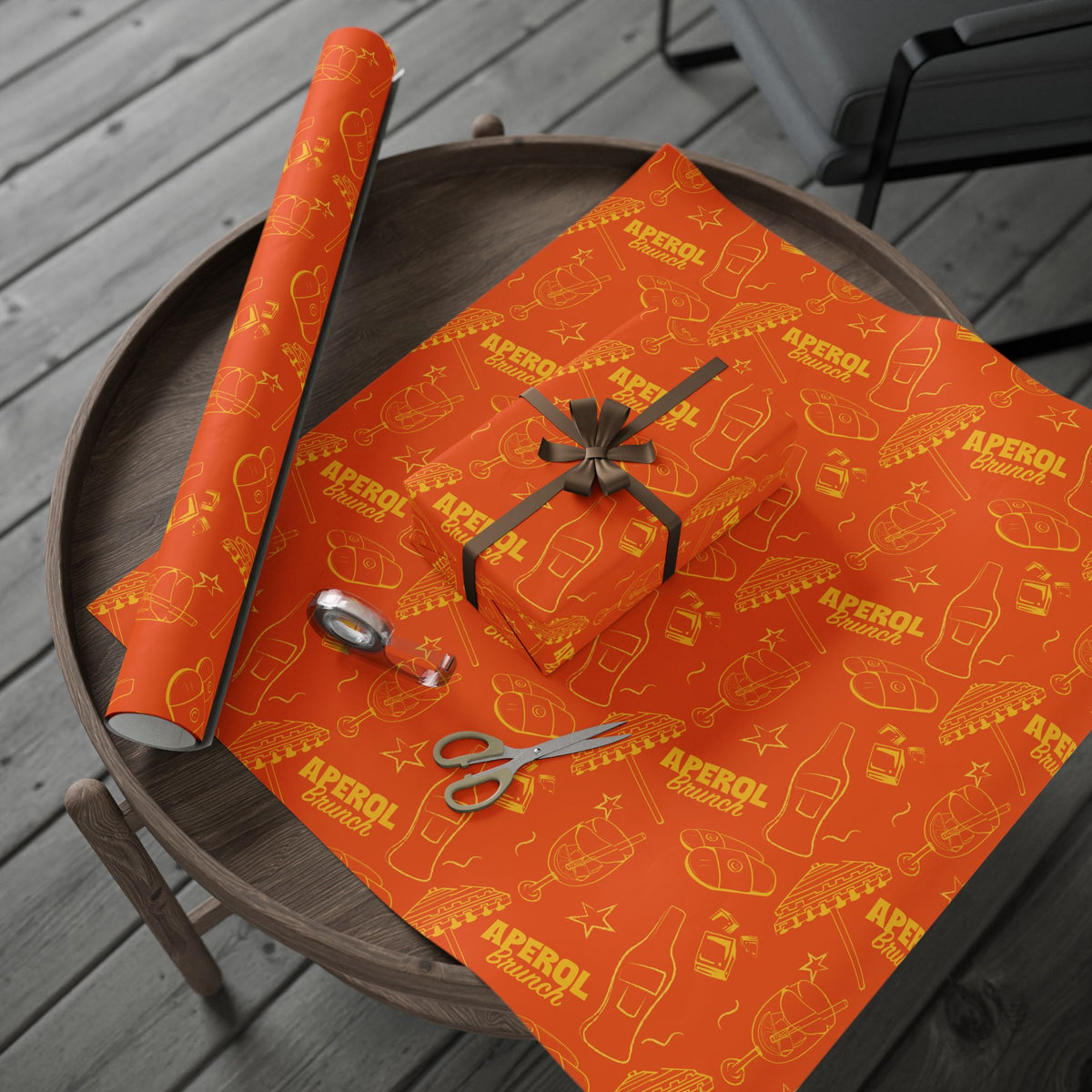 Aperol Brunch Peel Wrapping Paper Roll — Orange and Yellow Brunch Collection Inspired Design