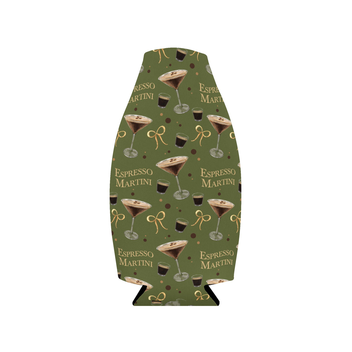 Espresso Martini Zip-Up Bottle Cooler Sleeve — Olive Green Espresso Collection Inspired Design