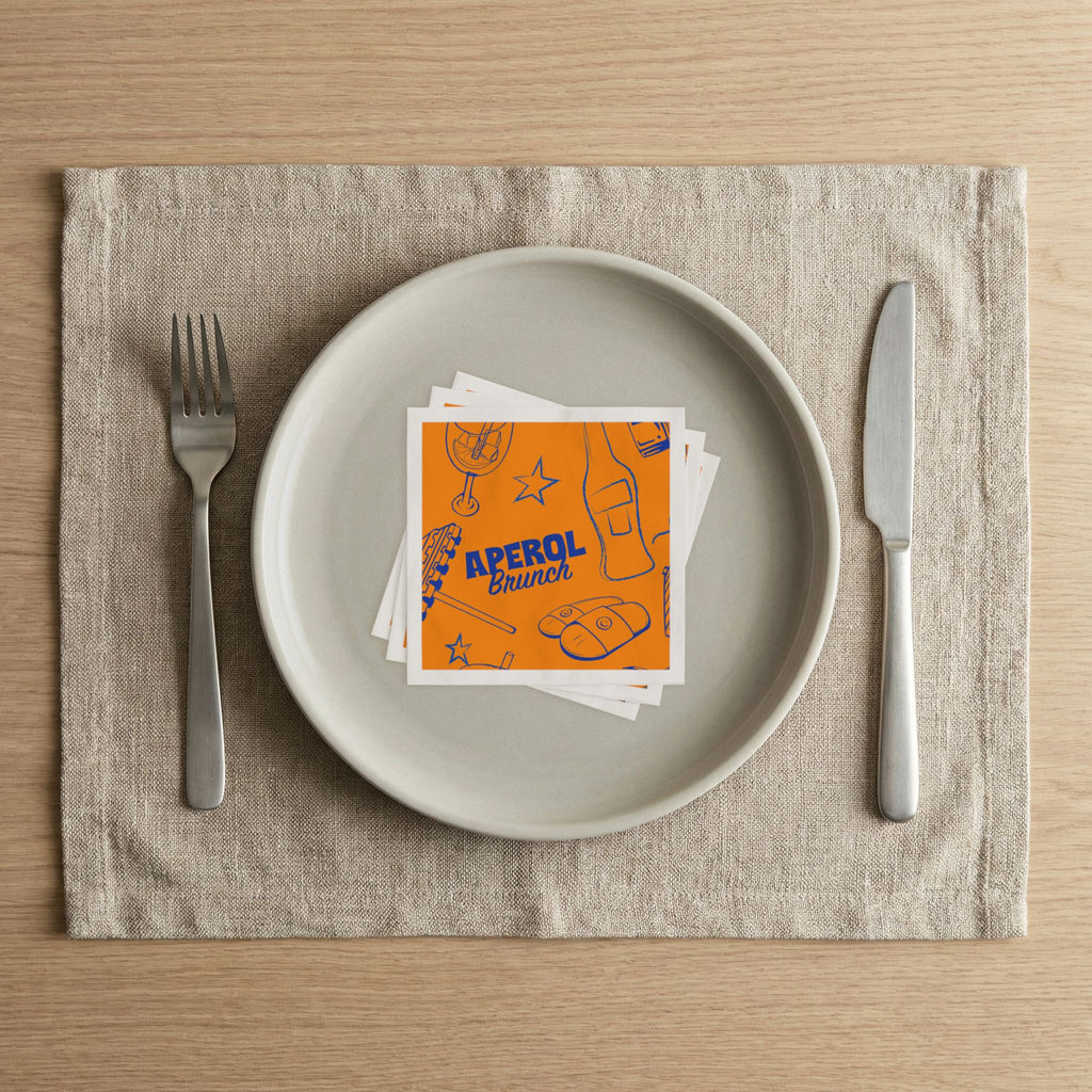 Aperol Brunch Cocktail Napkins (Pack of 50) – Orange Paper Napkins, Cocktail Party Decor, Brunch Beverage Napkins, Hostess Gift
