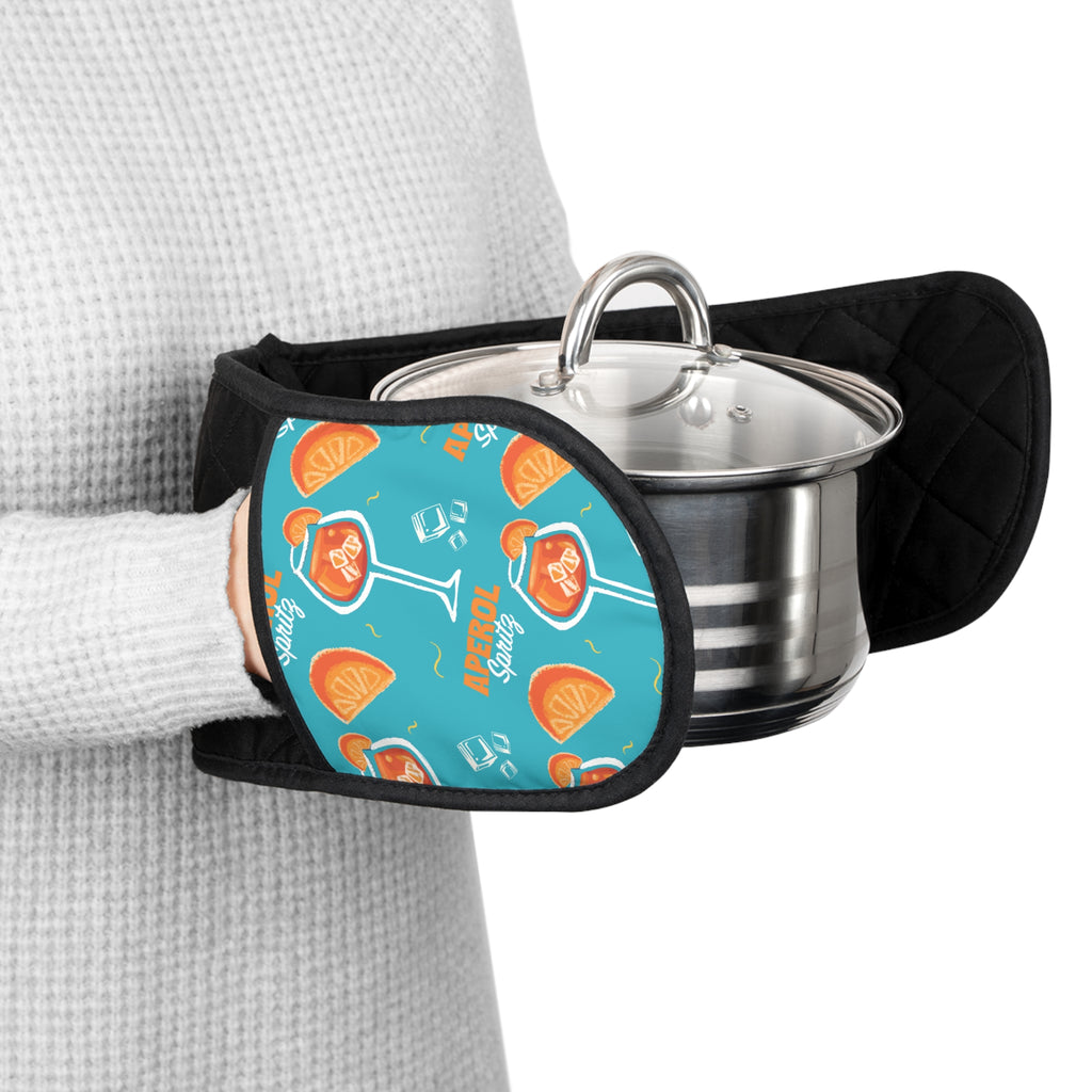Aperol Spritz Turquoise Double Oven Mitt — Citrus Kitchen Decor