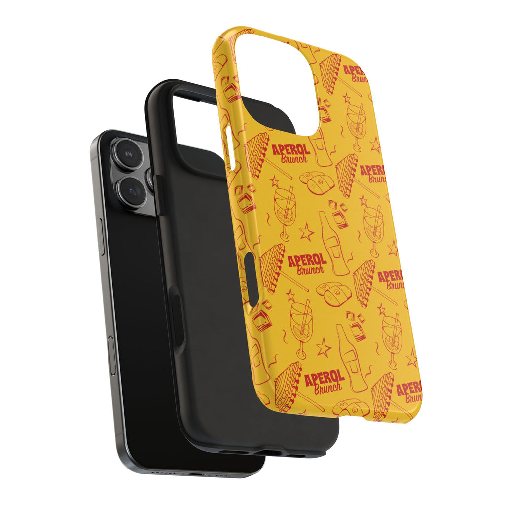 Aperol Brunch Tough Phone Case — Yellow Cocktail Patterned Protective Cover