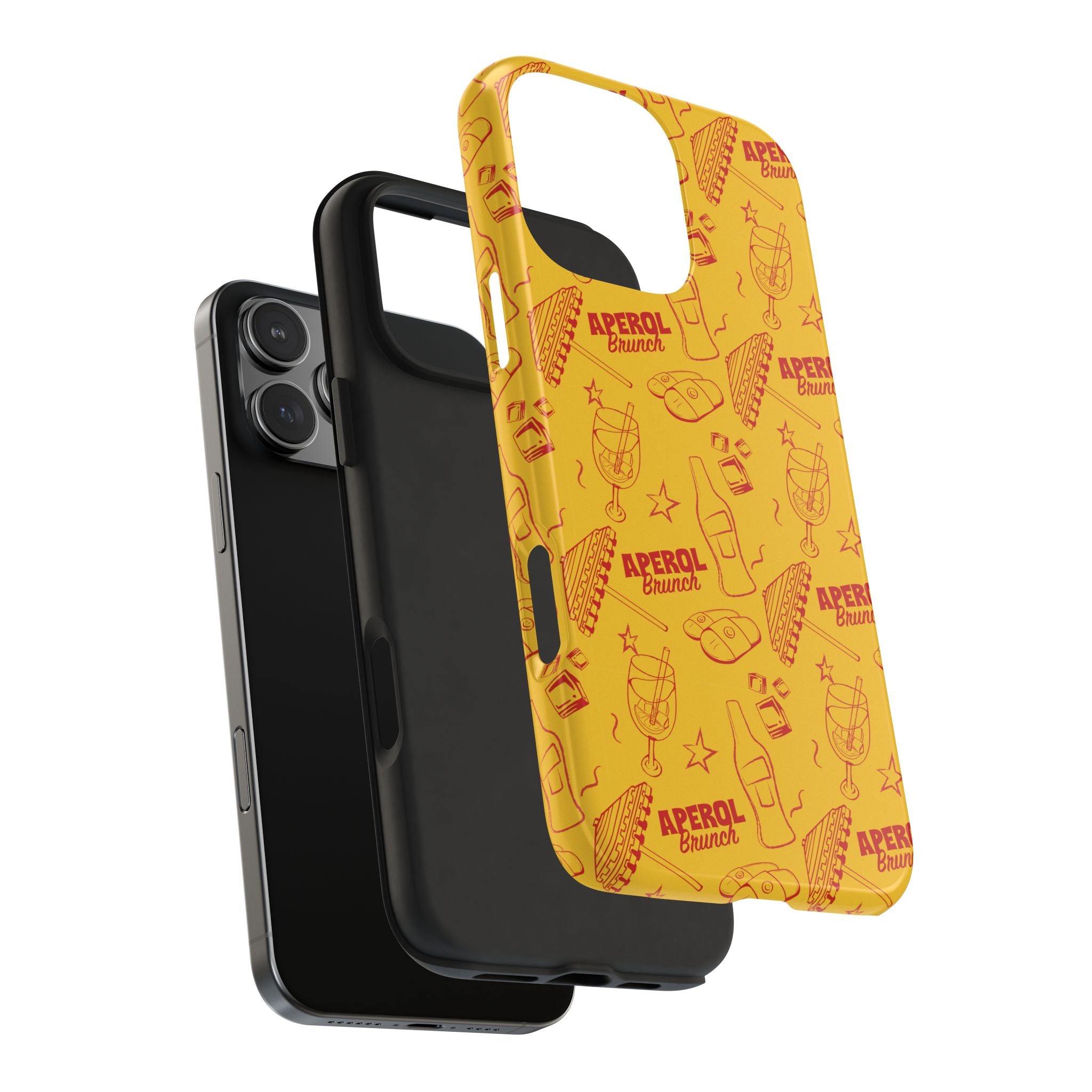 Aperol Brunch Tough Phone Case — Yellow Cocktail Patterned Protective Cover
