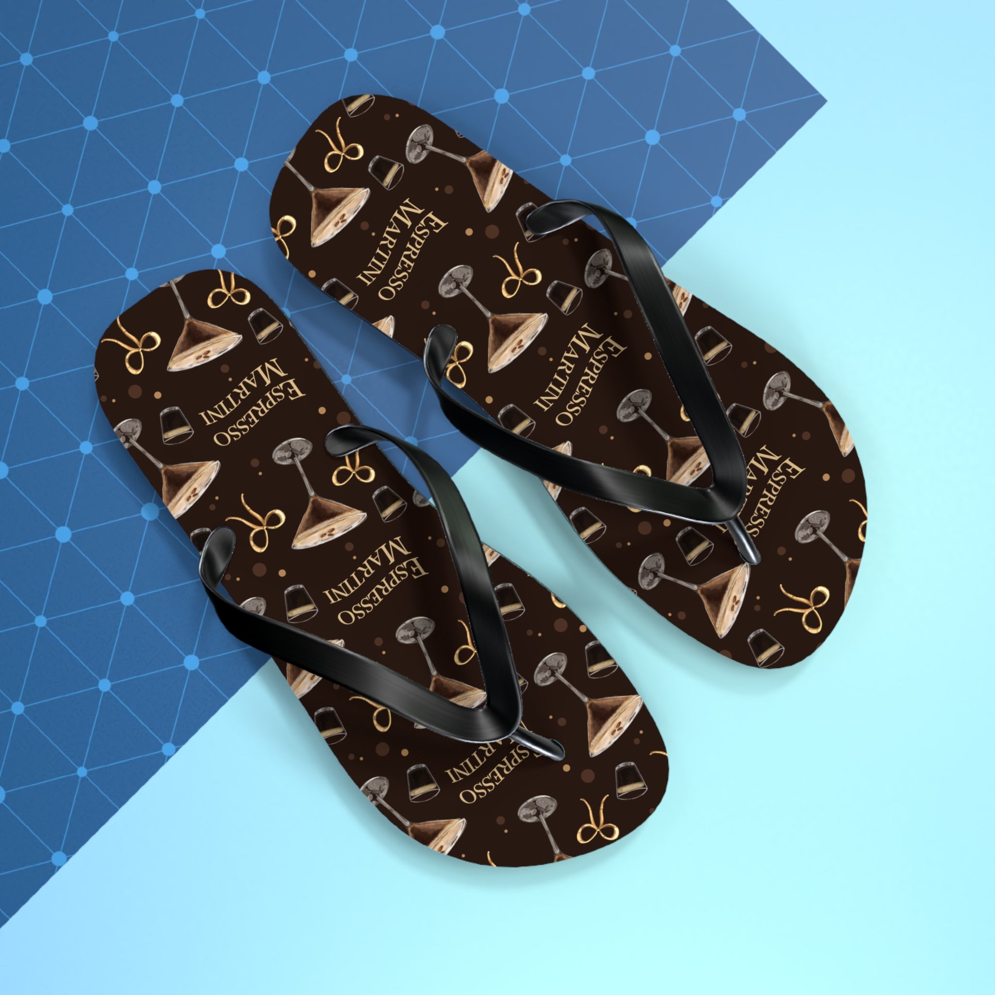 Espresso Martini Flip Flops — Dark Brown Espresso Collection Inspired Design