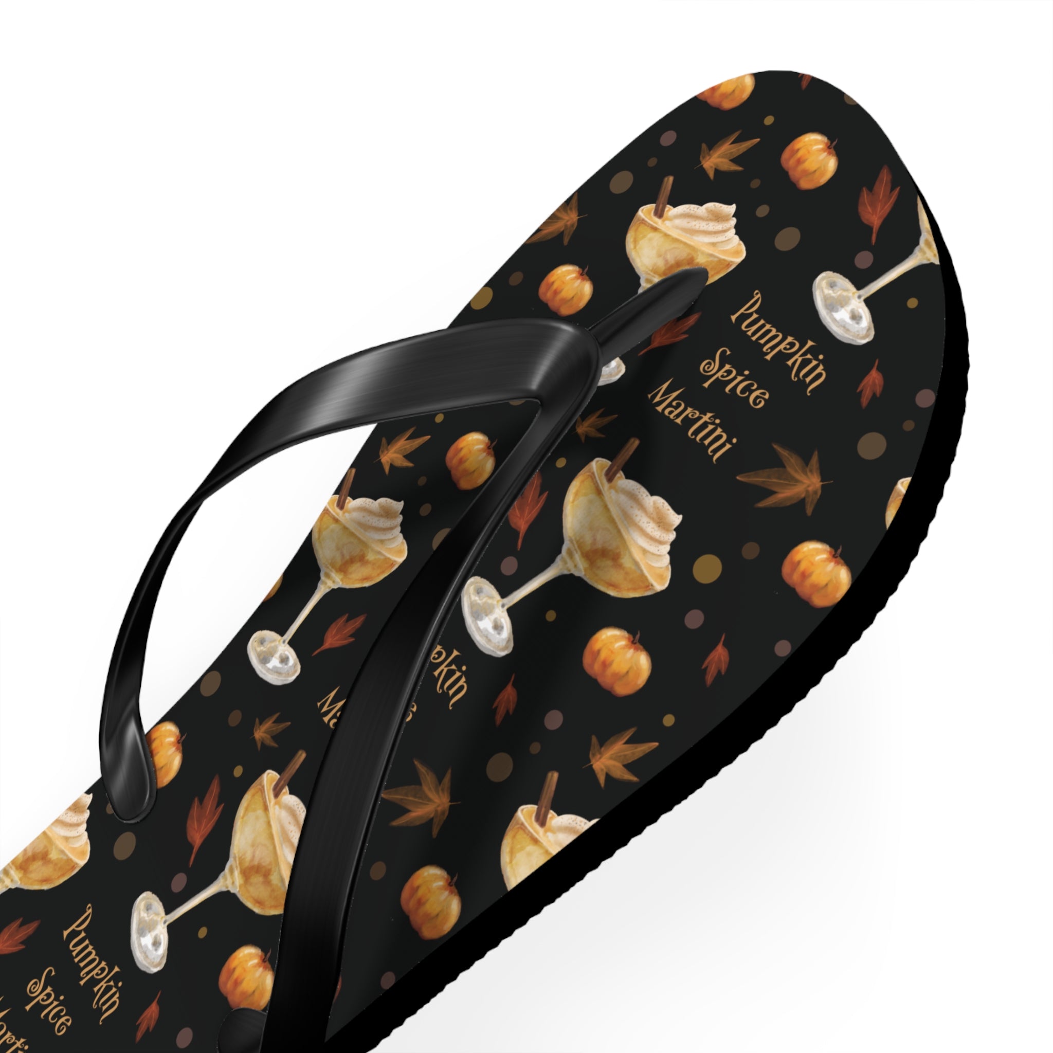 Pumpkin Spice Martini Flip Flops — Black Pumpkin Collection Inspired Design