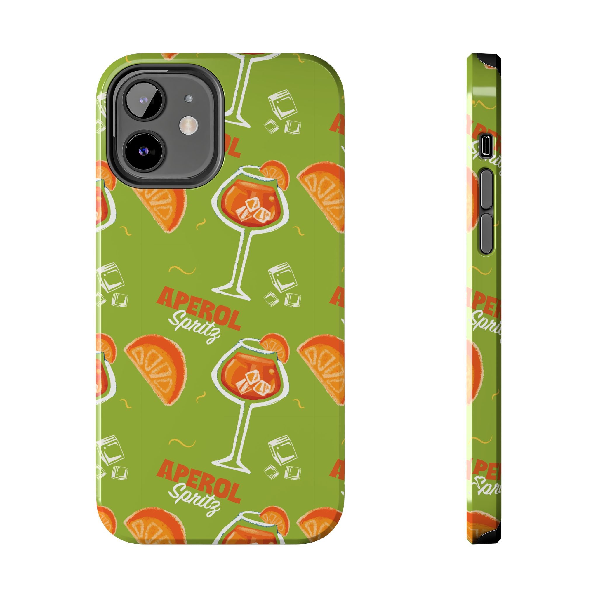 Aperol Spritz Tough Phone Case — Green Cocktail Pattern Phone Cover