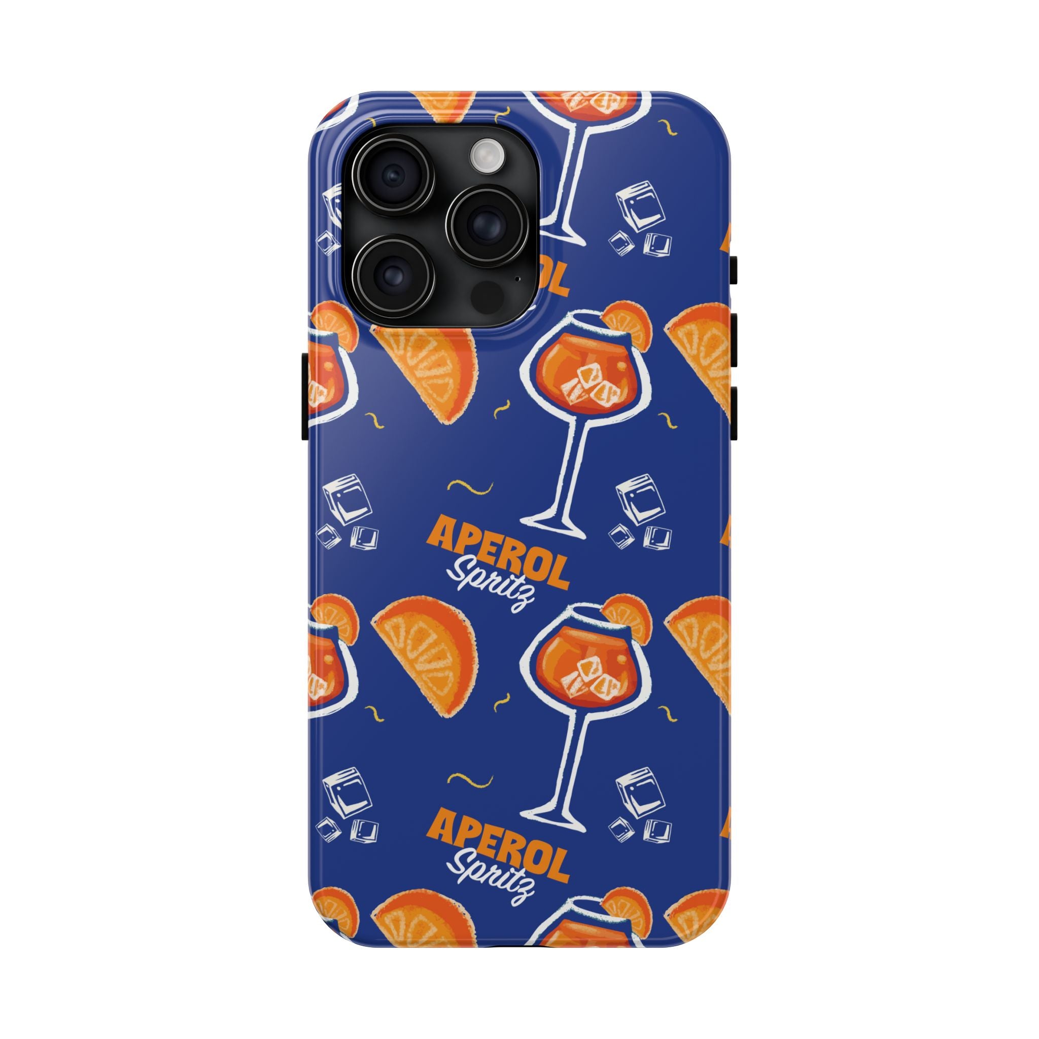 Aperol Spritz Tough Phone Case — Blue Cocktail Pattern Protective Cover