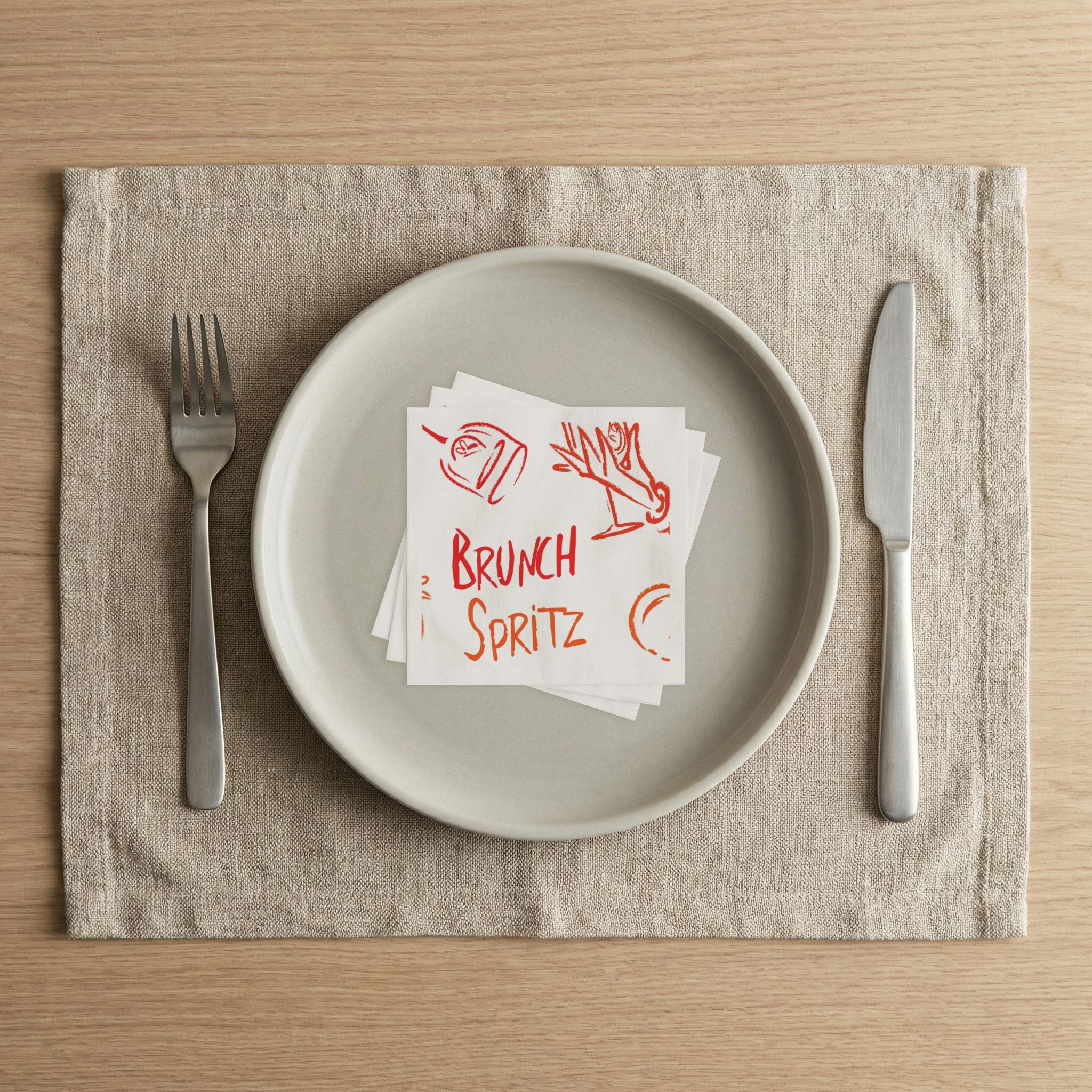 Brunch Spritz Cocktail Napkins (Pack of 50) – White & Red Paper Napkins, Aperitivo Party Decor, Brunch Beverage Napkins, Hostess Gift