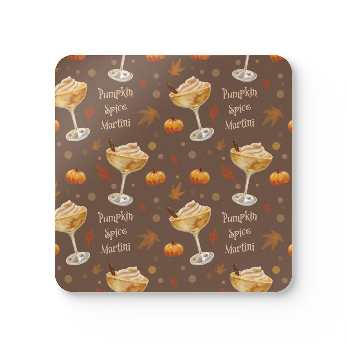 Pumpkin Spice Martini Cork Coaster Set of 4 — Brown Pumpkin Collection Inspired Design