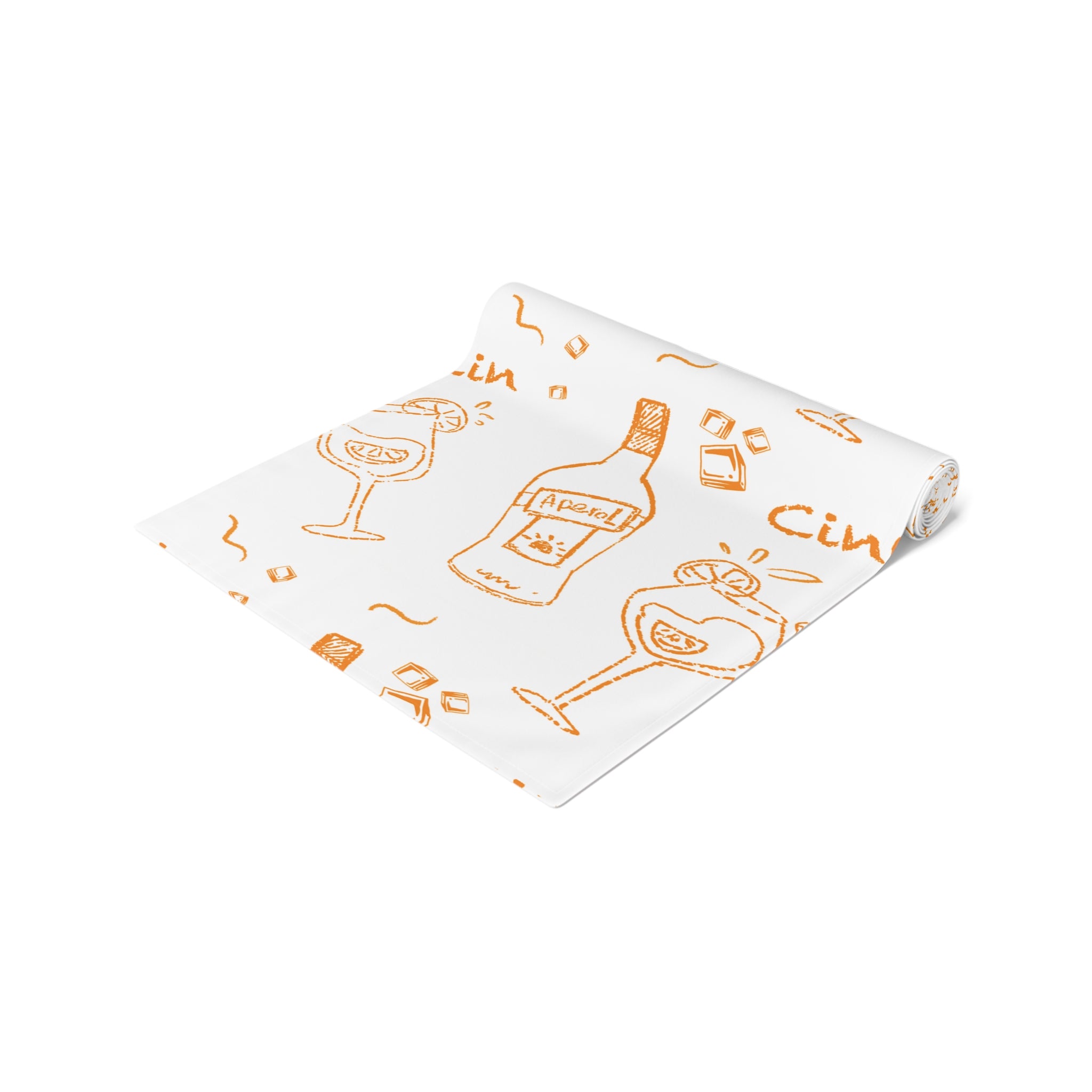 Cin Cin Spritz Table Runner — White Citrus Cocktail Pattern
