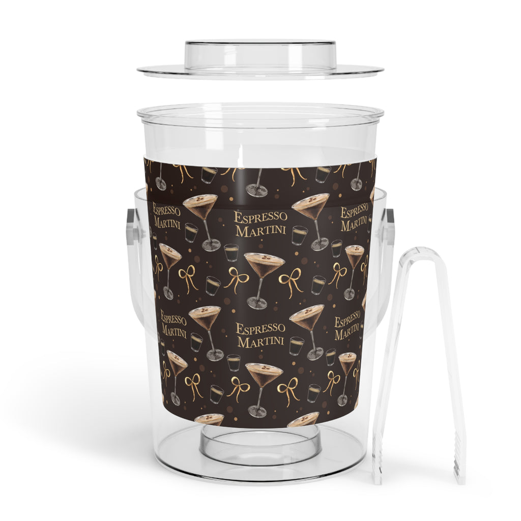 Espresso Martini Ice Bucket with Tongs — Dark Brown Espresso Collection Inspired Design