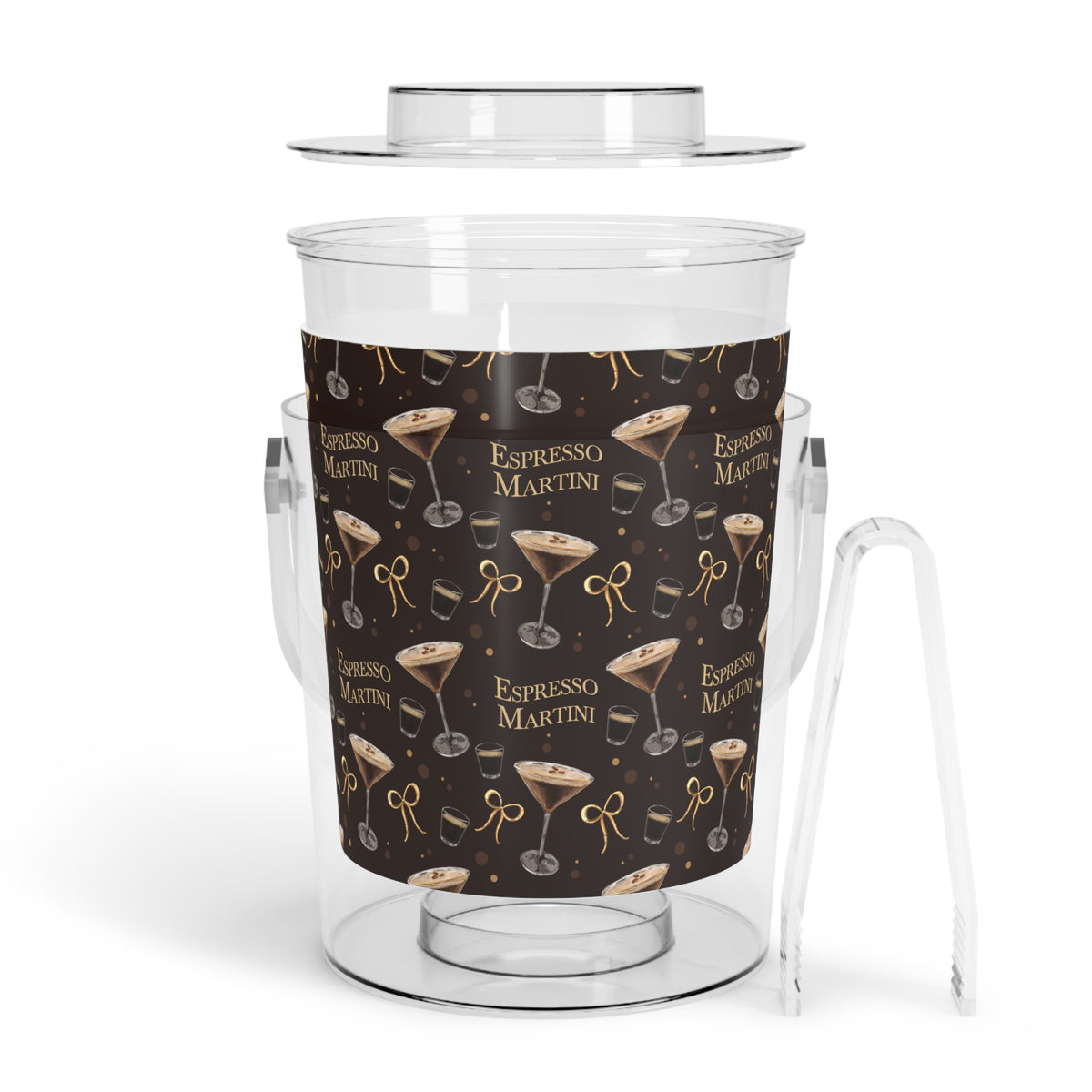 Espresso Martini Ice Bucket with Tongs — Dark Brown Espresso Collection Inspired Design