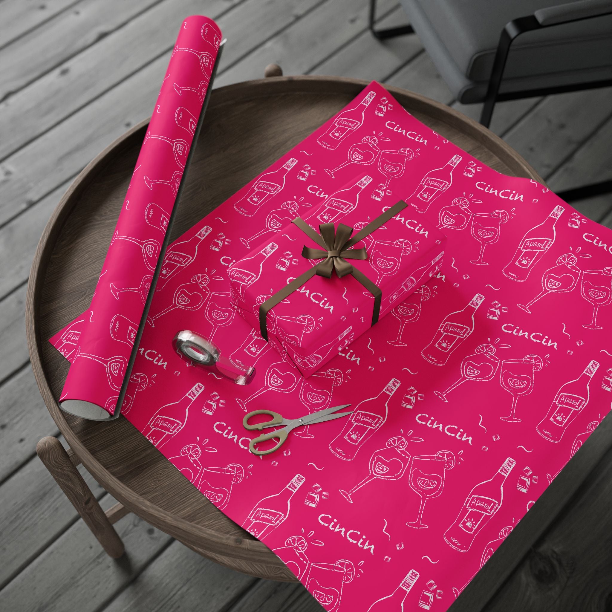 Cin Cin Peel Wrapping Paper Roll — Pink Cin Cin Collection Inspired Design
