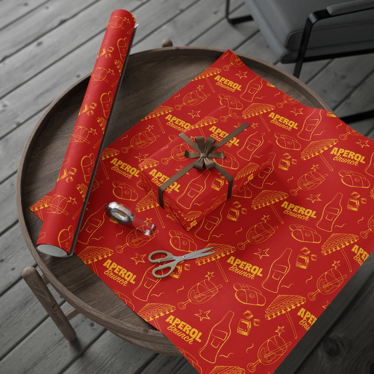 Aperol Brunch Peel Wrapping Paper Roll — Red Brunch Collection Inspired Design