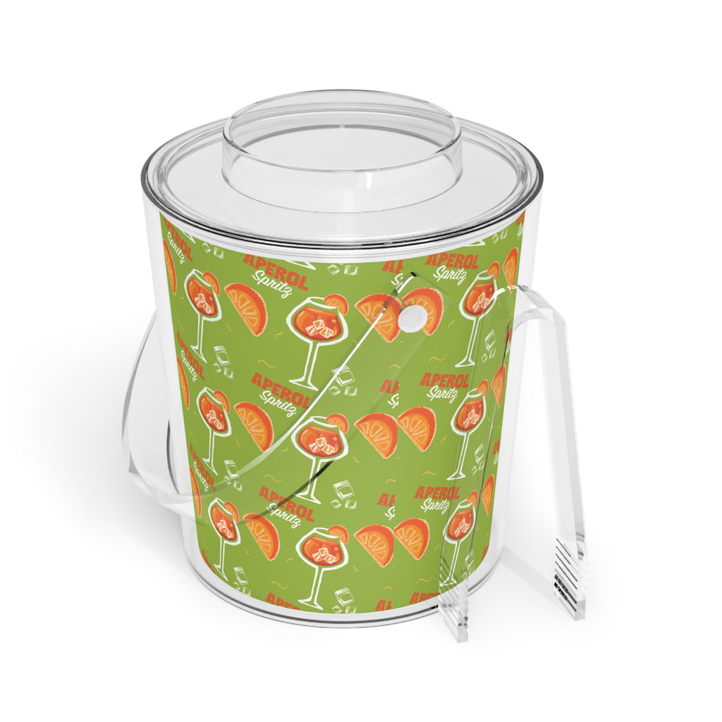 Aperol Spritz Ice Bucket with Tongs — Green Spritz Collection Inspired Design