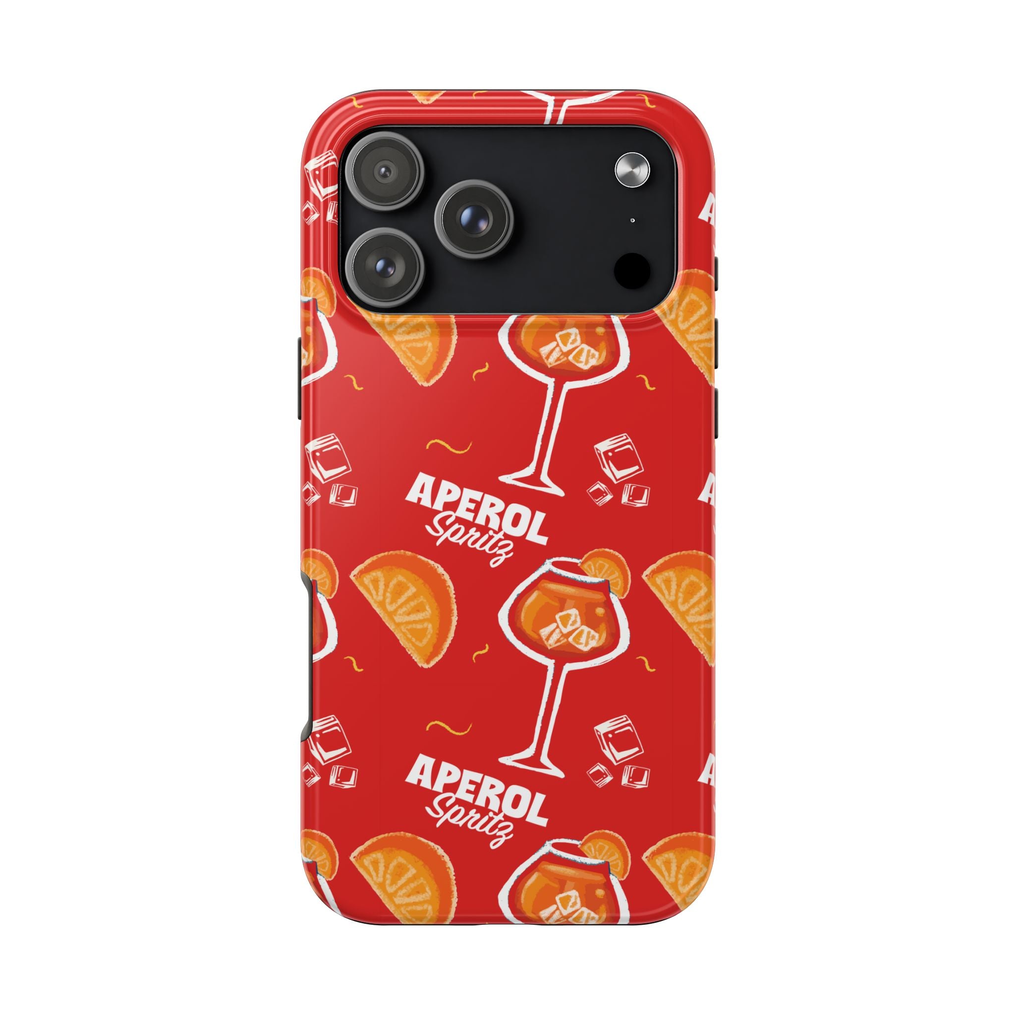 Aperol Spritz Tough Phone Case — Red Cocktail Pattern Protective Cover