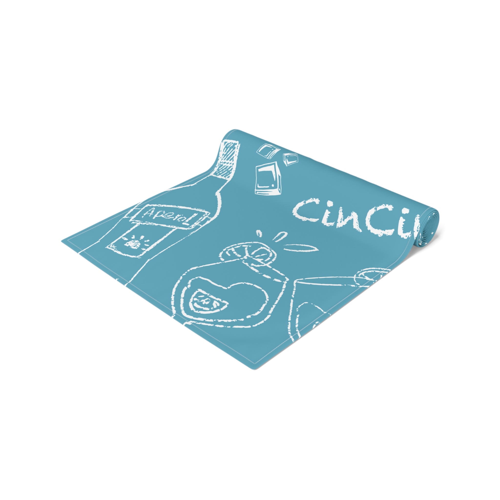 Cin Cin Spritz Table Runner — Turquoise Aperol Inspired Design