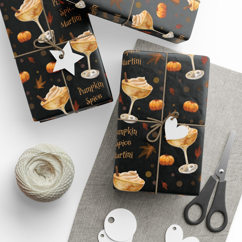 Pumpkin Spice Martini Wrapping Paper Roll – Black Pumpkin Collection Inspired Design