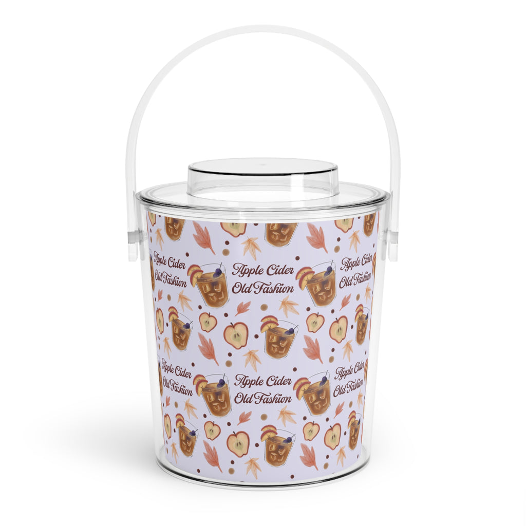 Apple Cider Old Fashioned Ice Bucket with Tongs  — Light Violet Apple Cider Collection Inspired Design