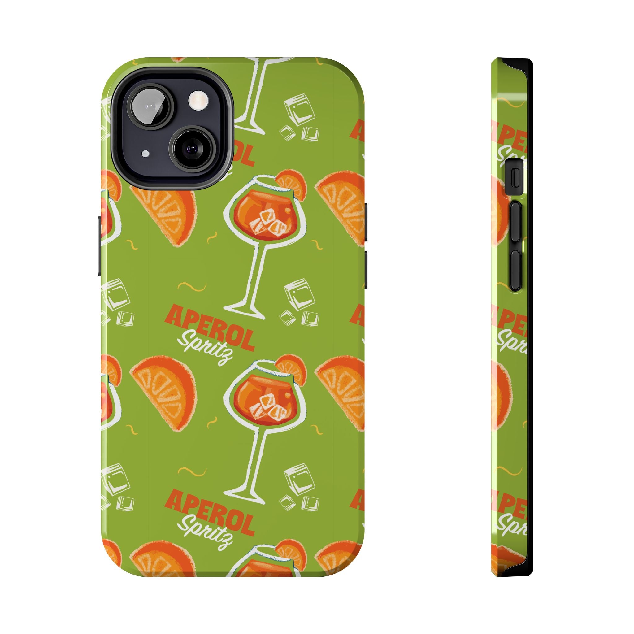 Aperol Spritz Tough Phone Case — Green Cocktail Pattern Phone Cover