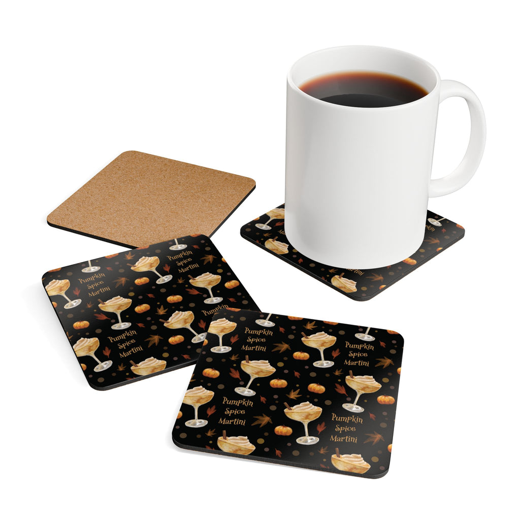 Pumpkin Spice Martini Cork Coaster Set of 4 — Black Pumpkin Collection Inspired Design
