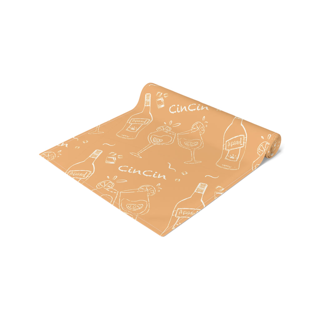 Cin Cin Spritz Table Runner — Orange Citrus Cocktail Pattern