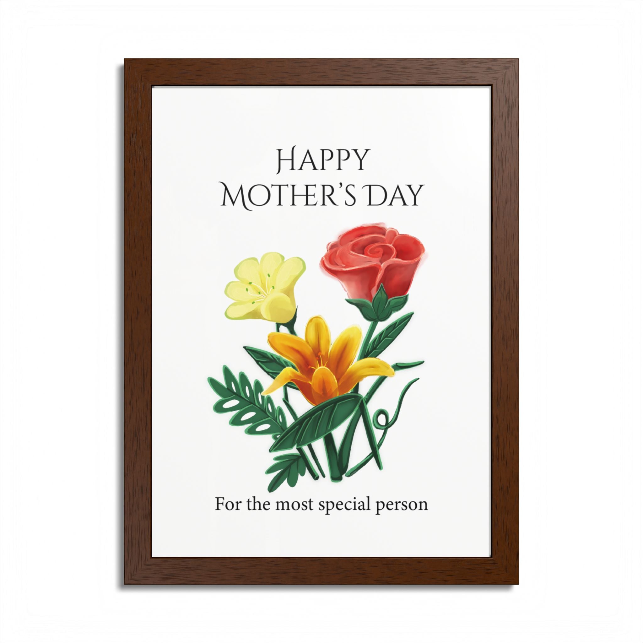 Mother’s Day Framed Floral Poster – Happy Mother’s Day Wall Art for Mom | Floral Gift Decor