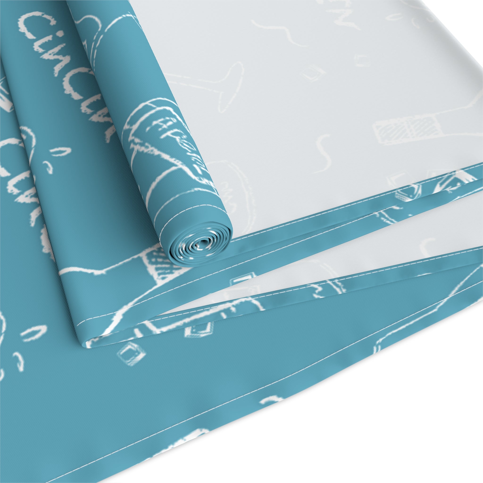 Cin Cin Spritz Table Runner — Turquoise Citrus Cocktail Pattern