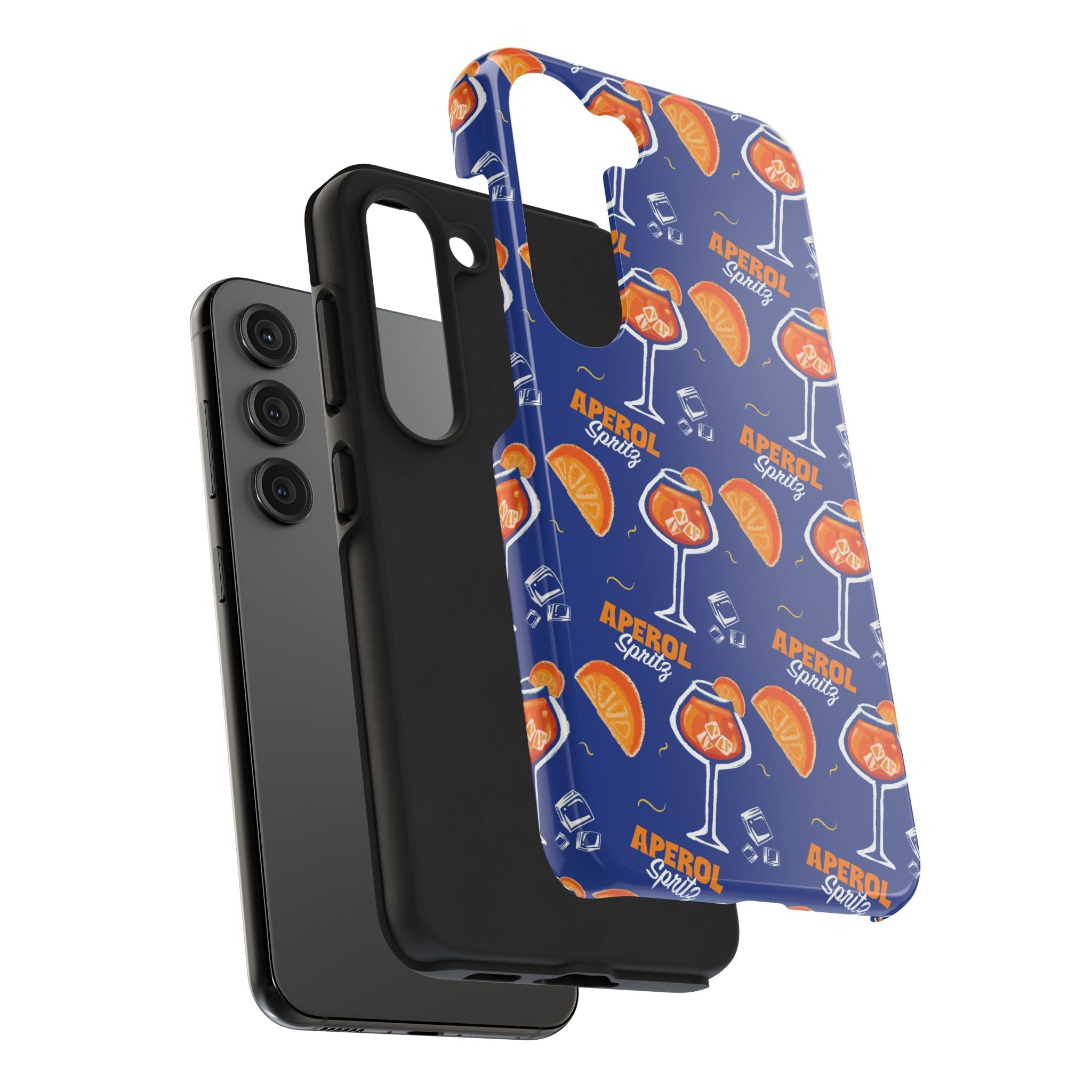 Aperol Spritz Tough Phone Case — Blue Cocktail Pattern Protective Cover