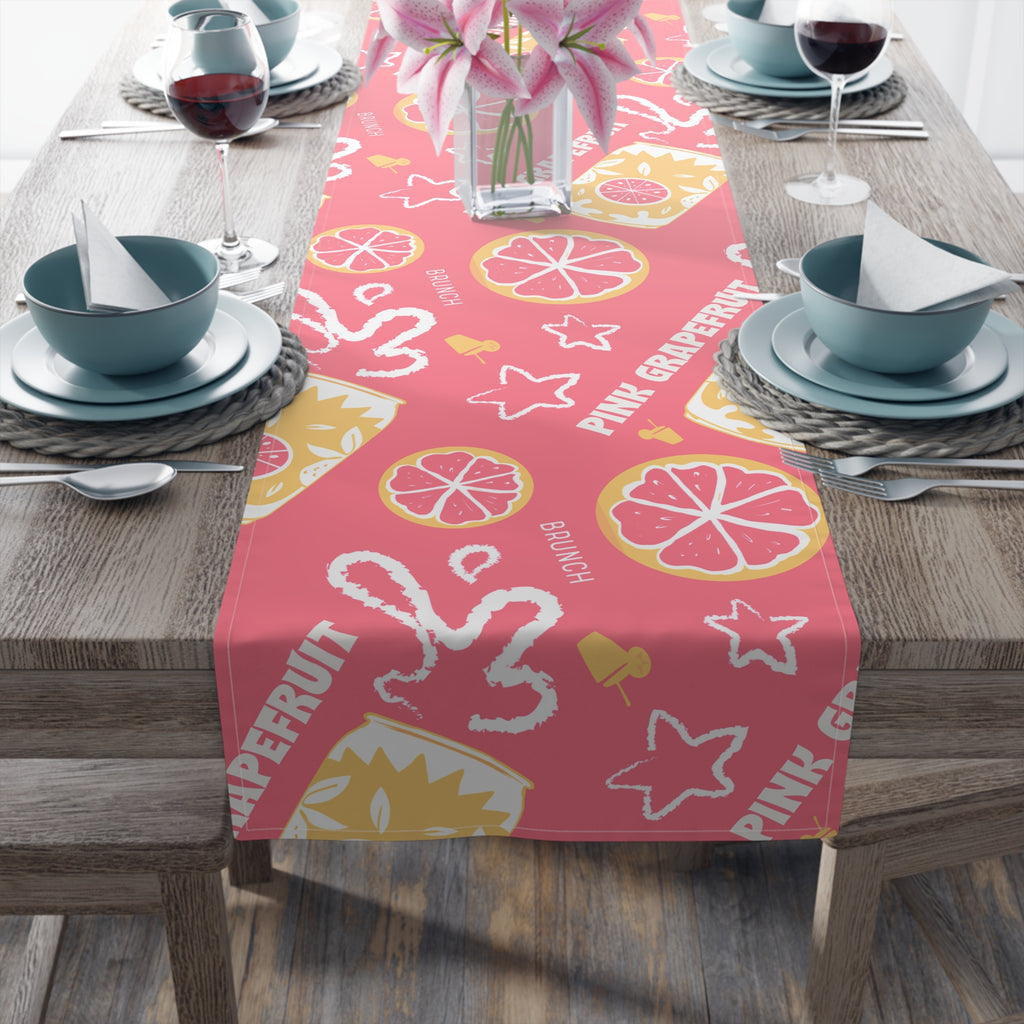 Pink Grapefruit Table Runner — Citrus Summer Decor