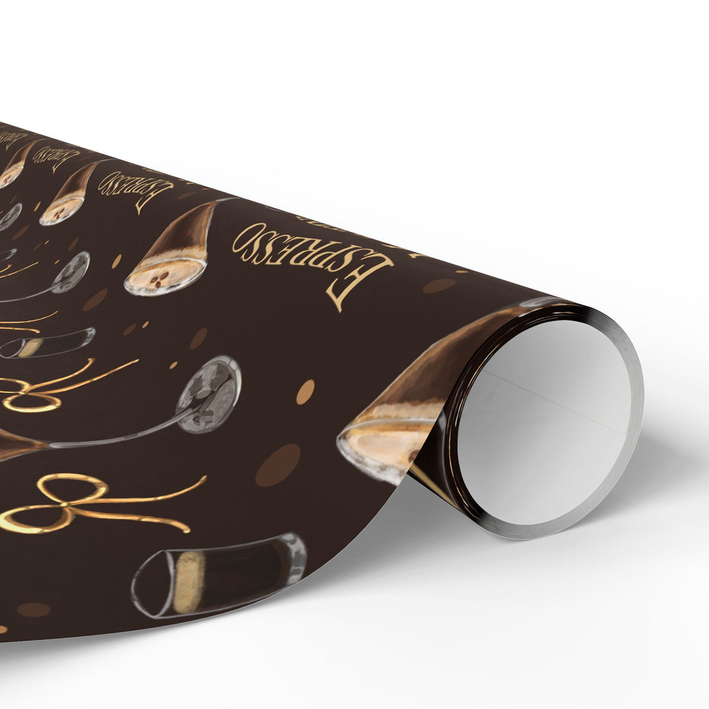 Espresso Martini Wrapping Paper Roll — Dark Brown Espresso Collection Inspired Design
